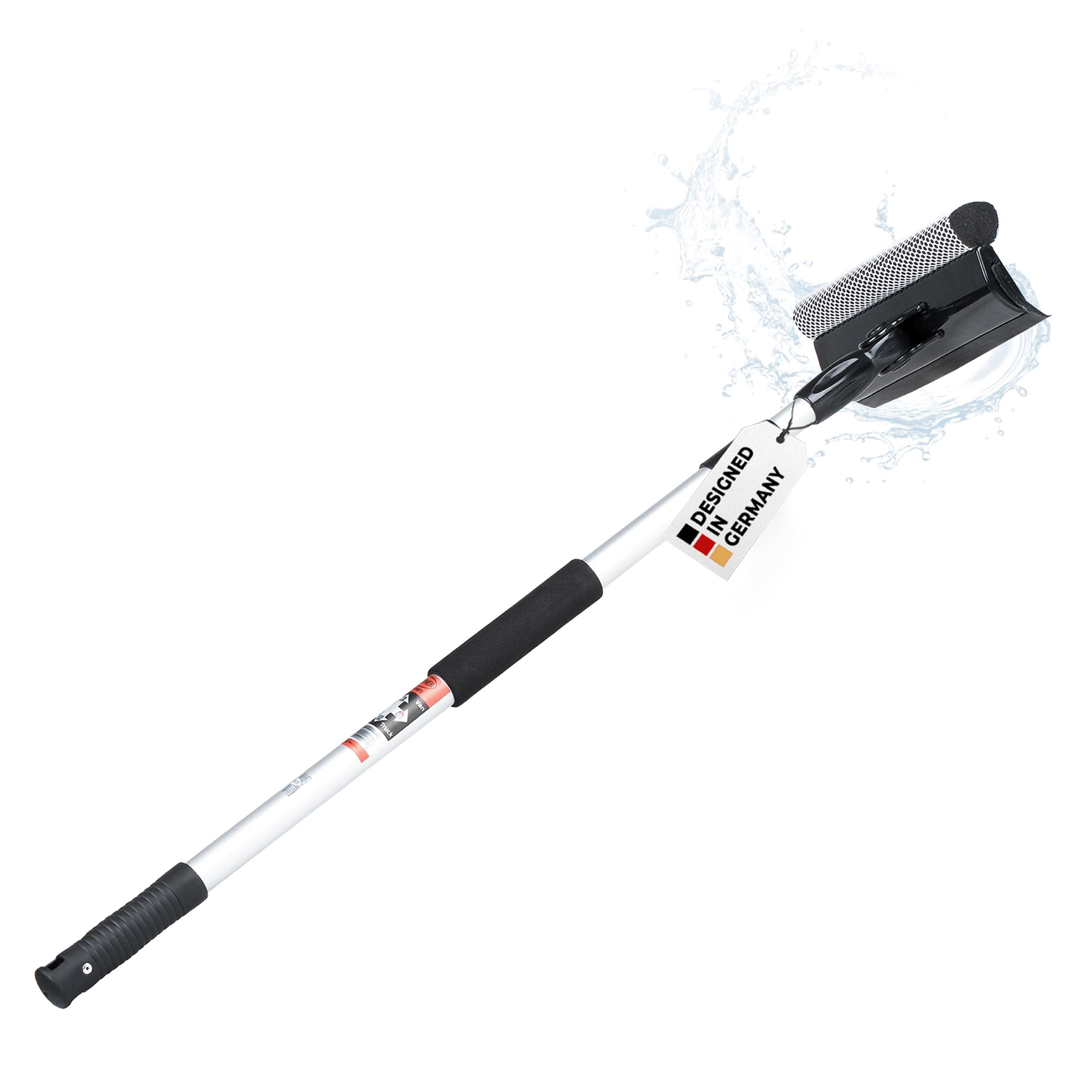 HEYNER Scheibenreiniger ausziehbar 70-125cm Fensterabzieher Abzieher & Schwamm 25cm klappbar Alu-Teleskop ergonomischer Griff Scheibenschwamm Autozubehör
