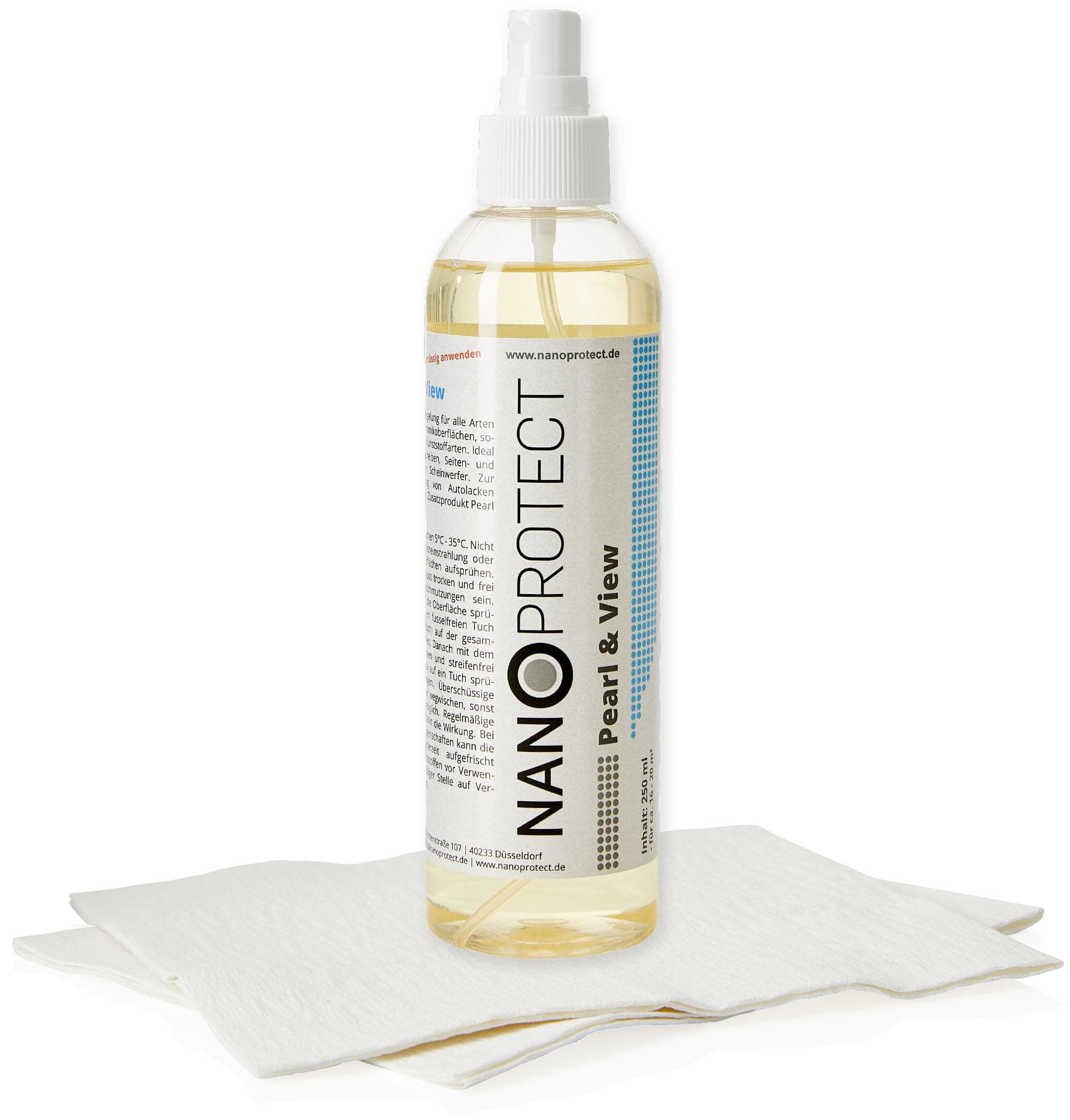 Nanoprotect Pearl & View | Schnelle Scheibenversiegelung | Abperleffekt und Antihaft-Beschichtung | Optimaler Regenabweiser für Ihr Auto | 0,25 Liter Spray