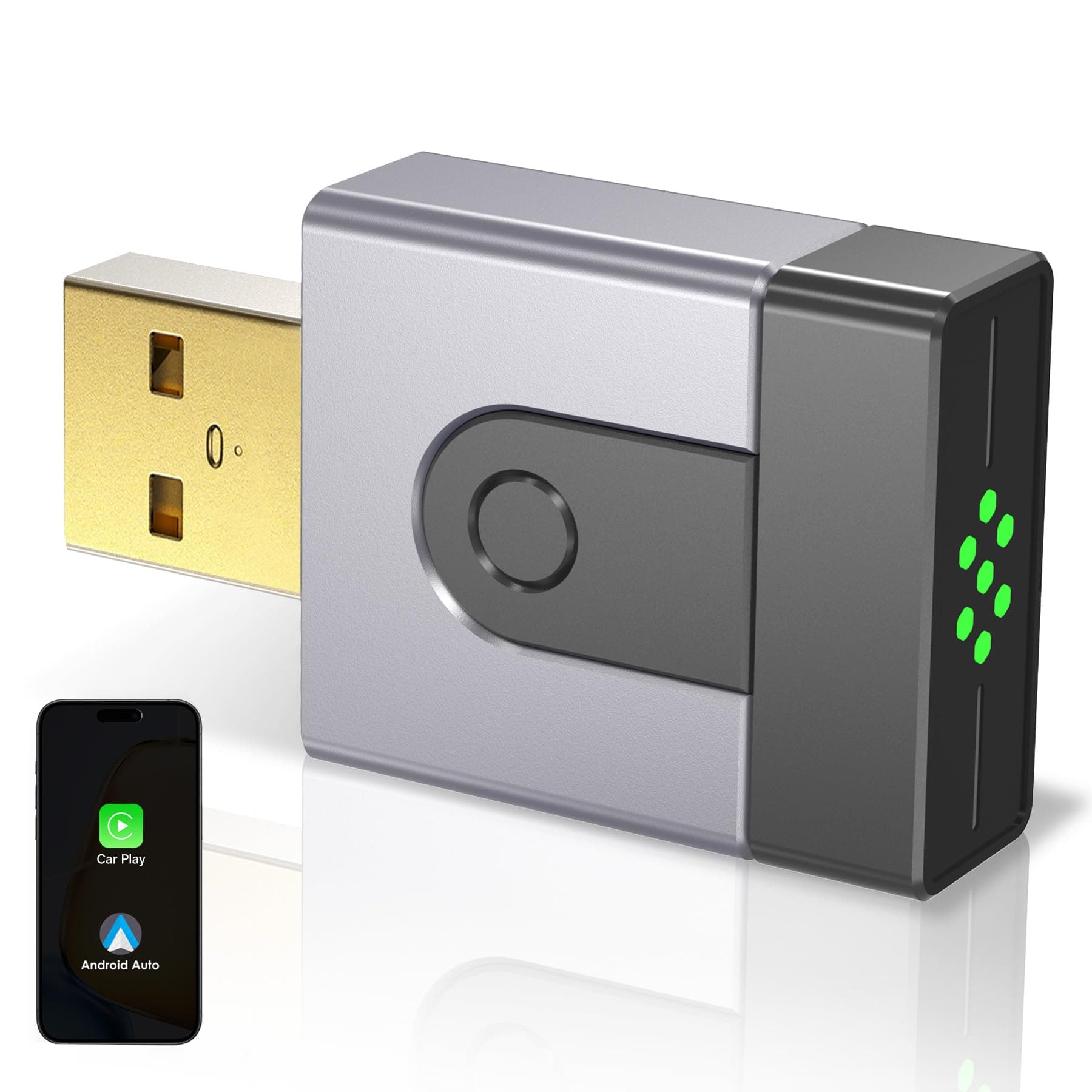 2-in-1 Mini CarPlay Wireless & Android Auto Wireless Adapter, Aufrüstung von kabelgebunden auf kabellos,schnelle automatische Verbindung,Plug & Play,iOS 10+, Android 10+, Autos ab 2016.(1Stück)