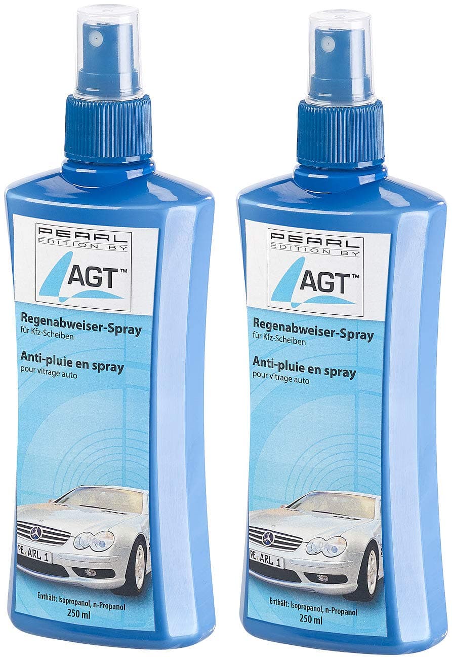 AGT Scheibenversiegelung: 2er-Set Regenabweiser-Spray für Kfz-Scheiben, Nano-Effekt, je 250 ml (Regenabweiser Auto, Fenster Auto, Windschutzscheiben Wunder)