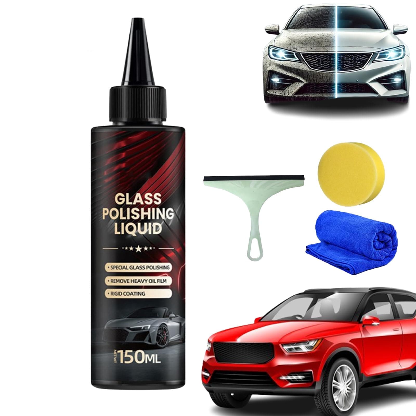 Autoscheiben-Ölfilm-Entferner, Auto Window Oil Film Remover, Car Glass Oil Film Remover, Auto Glass Scratch Care Polishing Fluid, Glass Polishing Liquid for Car Windows, Windshield and Mirrors (1pcs) Angebot bei HelloDeals