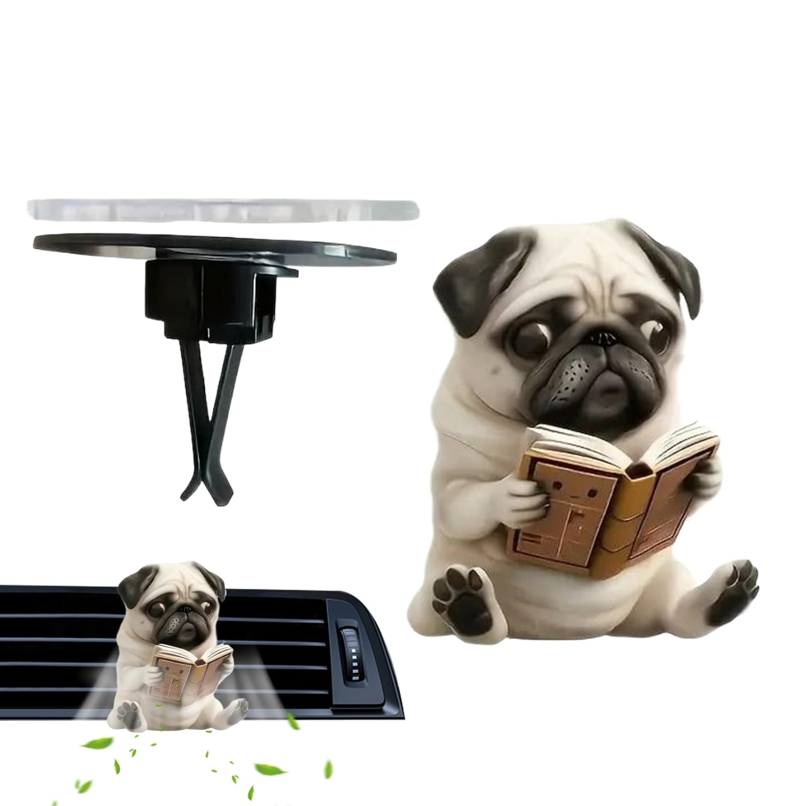 Belüftungsclips Lufterfrischer | Auto Lüftungsclips Mit Mops Duft Diffusor,2D Acryl Aromatherapie Diffusor Niedliche Deko Für PKW LKW Innenraum Männer Frauen Unverzichtbar