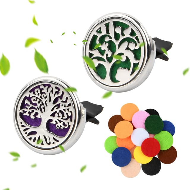 Anseom Auto Aromatherapie Ätherisches Öl Diffusor 2 Stueck Autoduft Lufterfrischer Vent Clip Auto Lufterfrischer Vent Clip Medaillon mit 20 Stücke Refill Pads