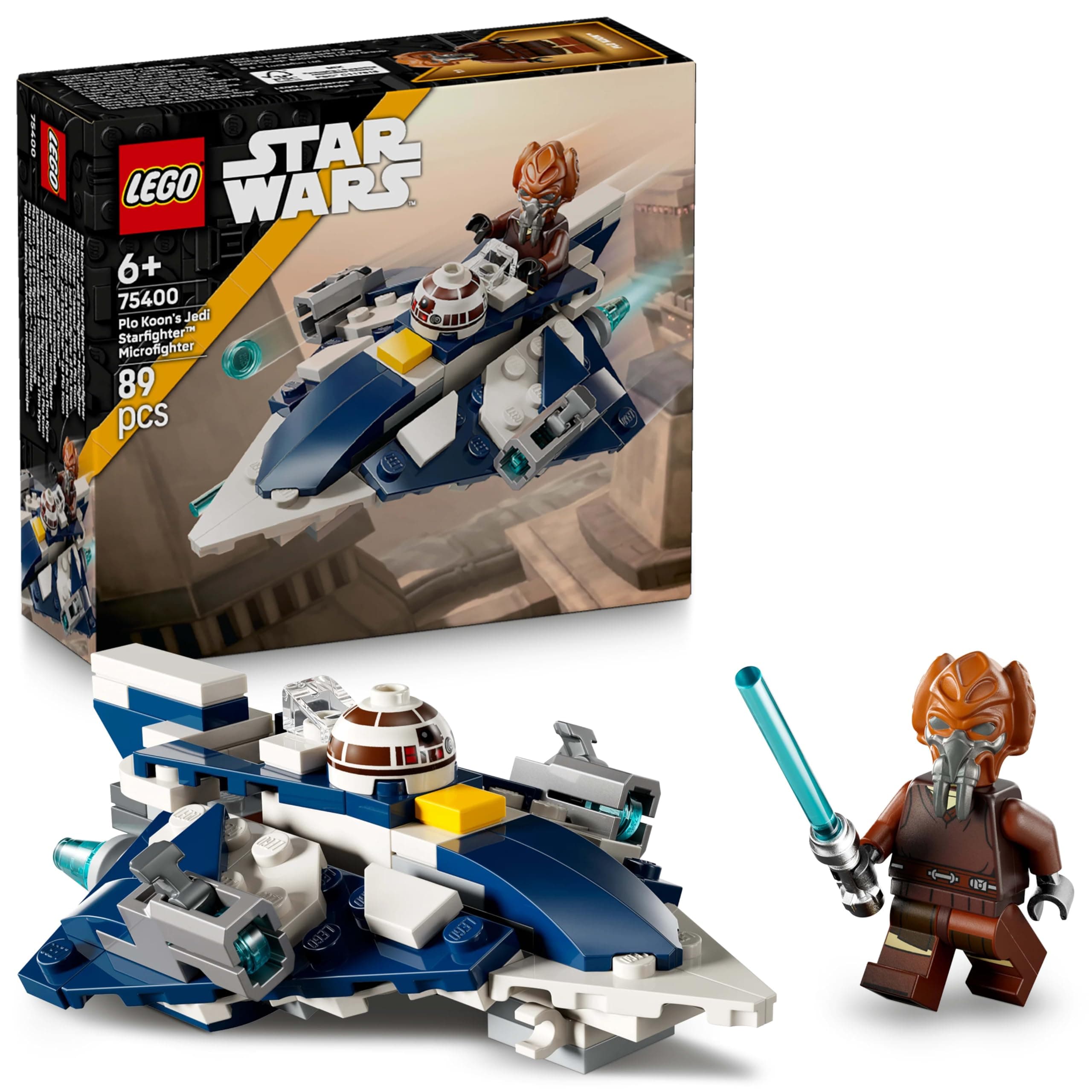 LEGO Star Wars 75400 Plo Koons Jedi Starfighter Microfighter Bauspielzeug mit 2 Shootern - inklusive Mini-Figur mit Lichtschwert - Geschenk für Jungen ab 6 Jahren und Fans von The Clone Wars