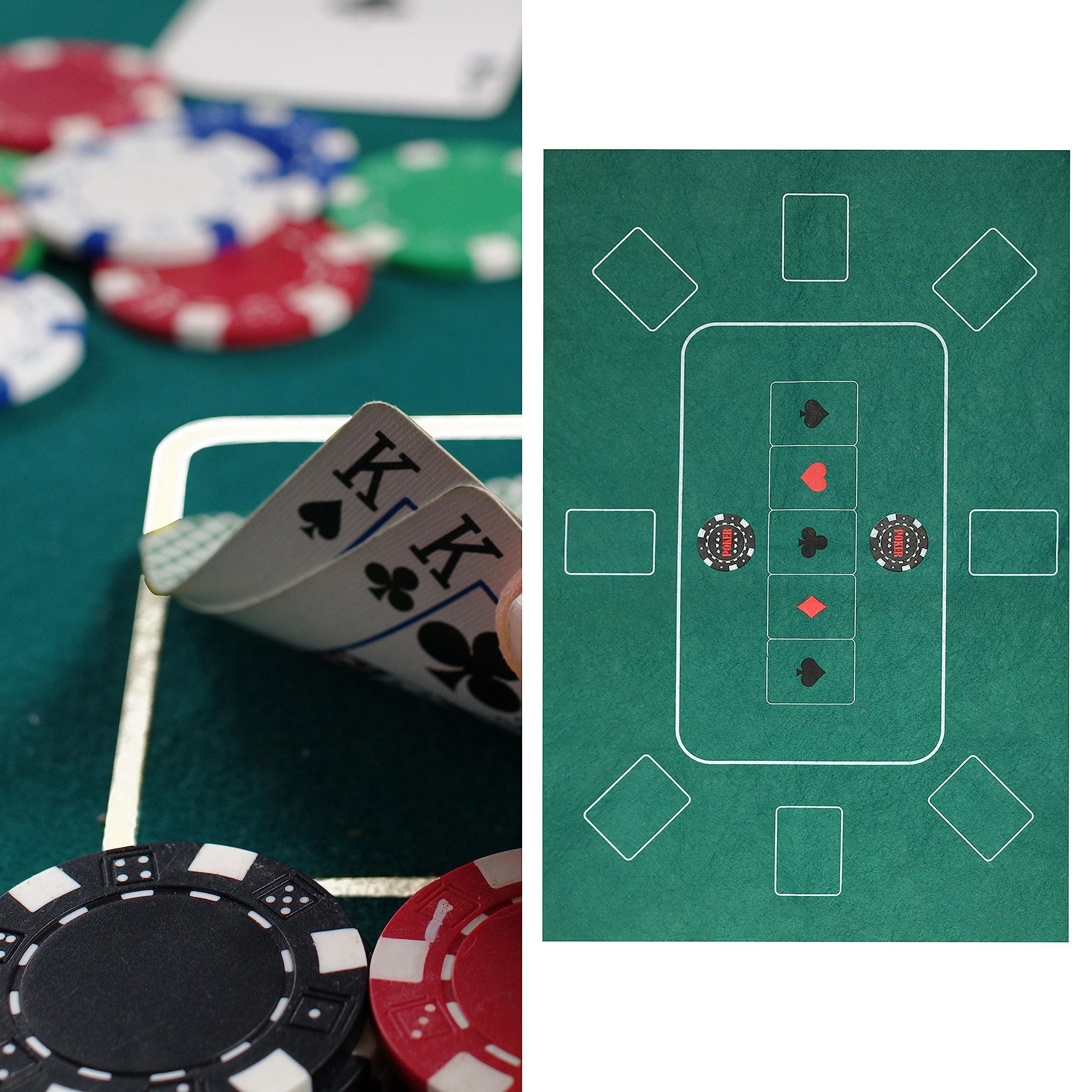 Cepewa Poker Tischauflage │ 60x90cm 100% Polyester Filz grün Bedruckt │ Faltbare Pokermatte