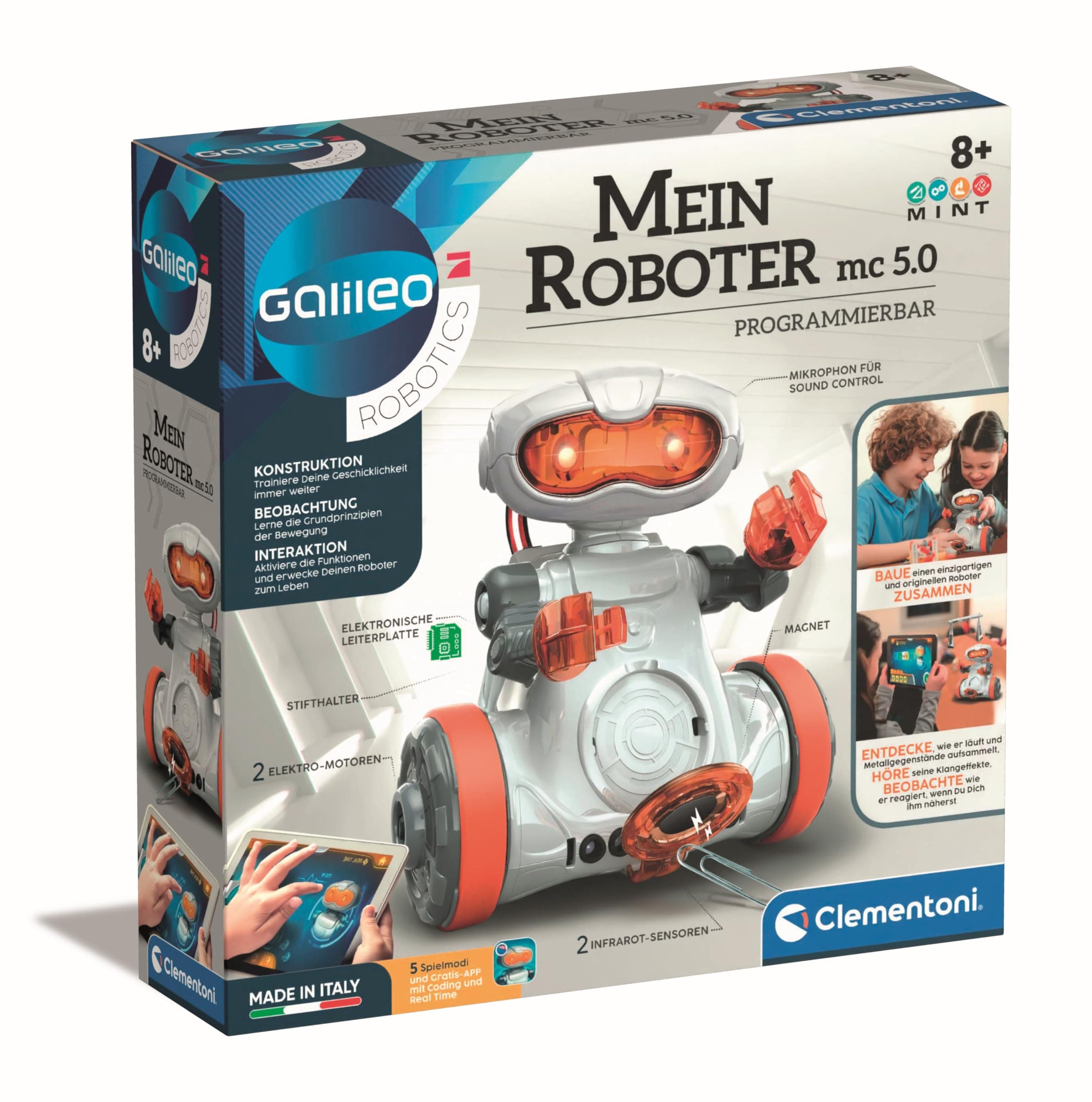 Clementoni Galileo Robotics – Mein Roboter MC 5.0, Robotik für kleine Ingenieure, High-Tech Spielzeug, Programmieren Lernen für Kinder ab 8 Jahren 59158 Single Angebot bei HelloDeals