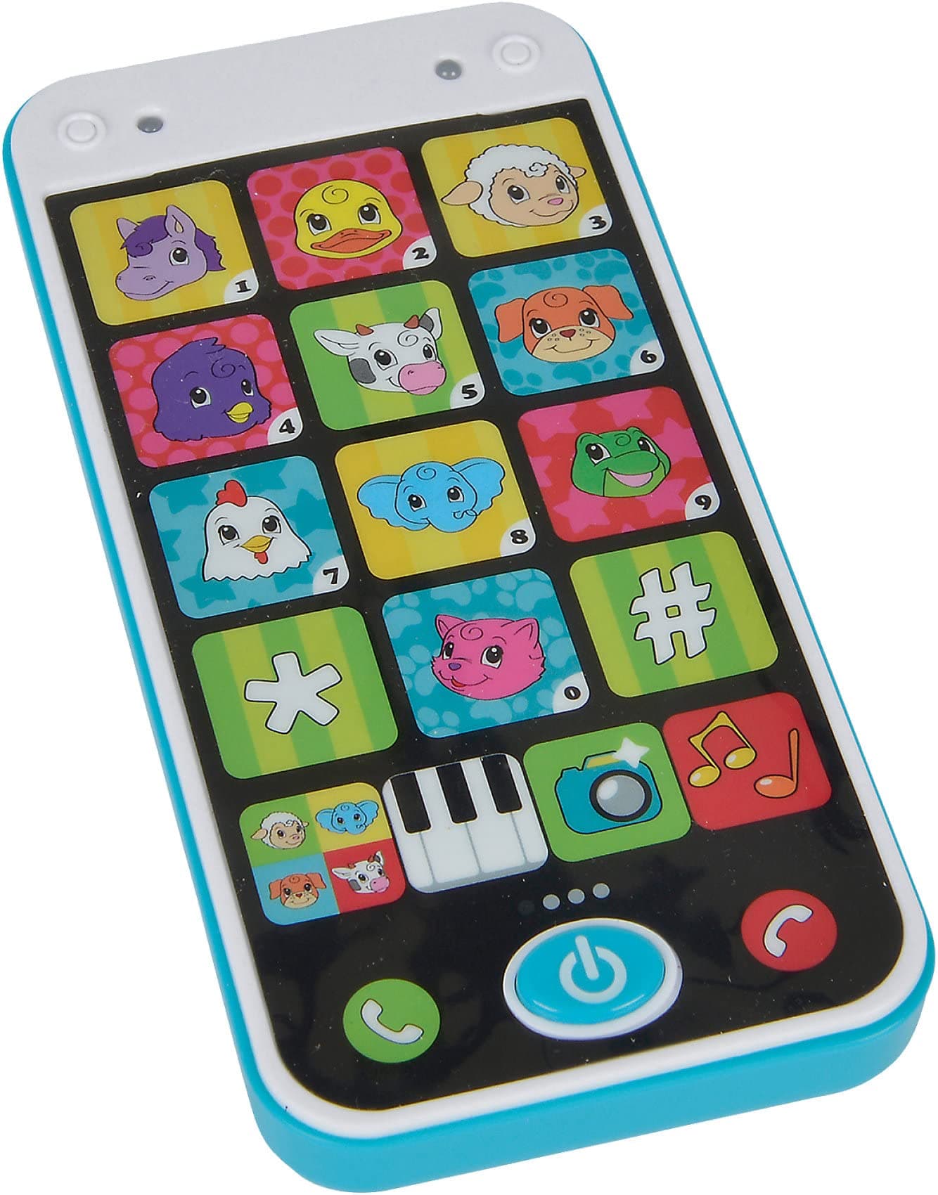 Simba 104010002 ABC Smartphone für Kinder, Spielzeughandy mit Licht, Sound, verschiedenen Melodien und Tiergeräuschen, für Kinder ab 12 Monaten Bunt