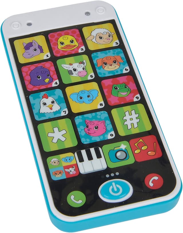 Simba 104010002 ABC Smartphone für Kinder, Spielzeughandy mit Licht, Sound, verschiedenen Melodien und Tiergeräuschen, für Kinder ab 12 Monaten Bunt