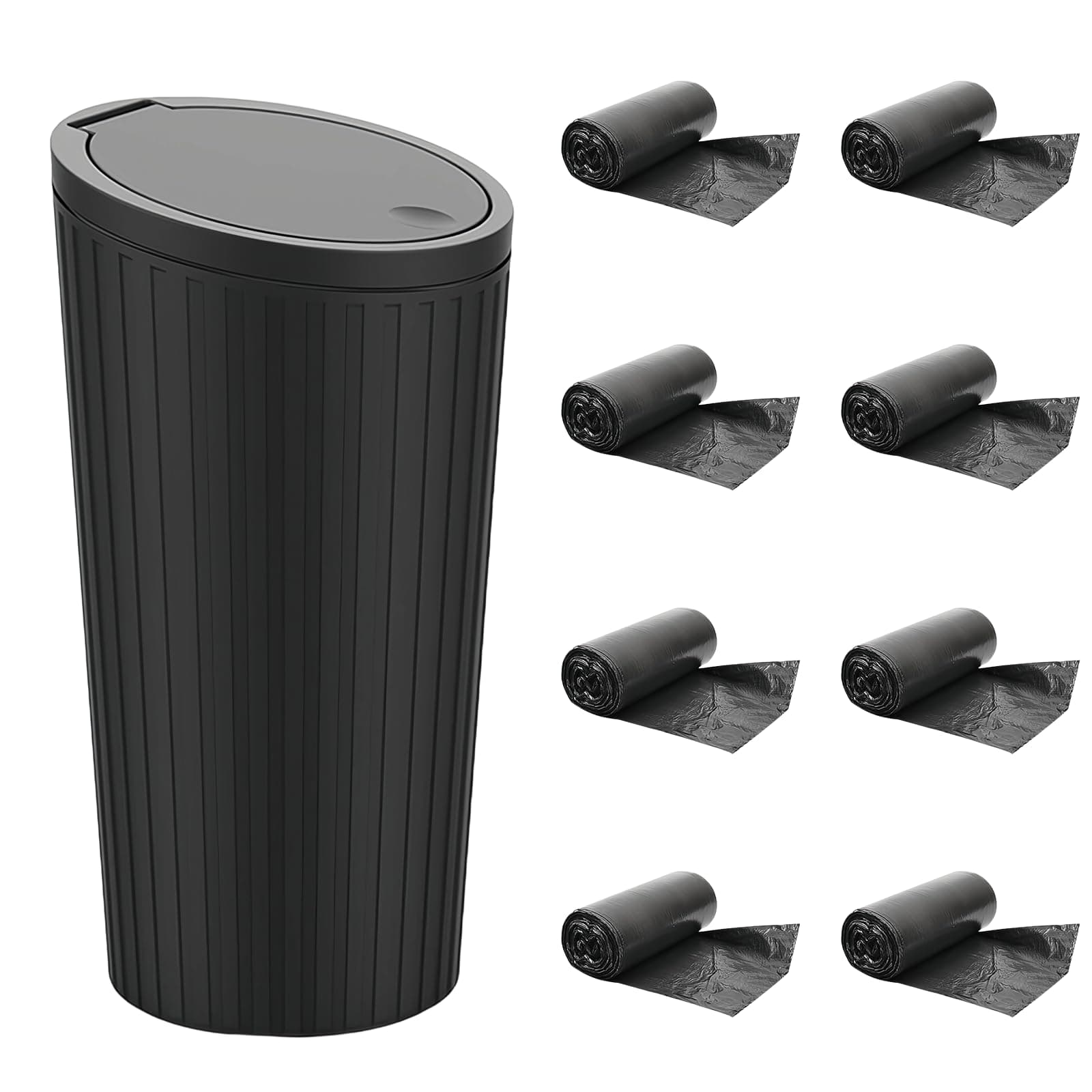 Auto Mülleimer mit Deckel 1 Stück + 8 Müllbeutel – Mini Mülleimer für Auto, Getränkehalter, Wasserdicht & Geruchshemmend, für Auto, Zuhause, Büro, Schlafzimmer