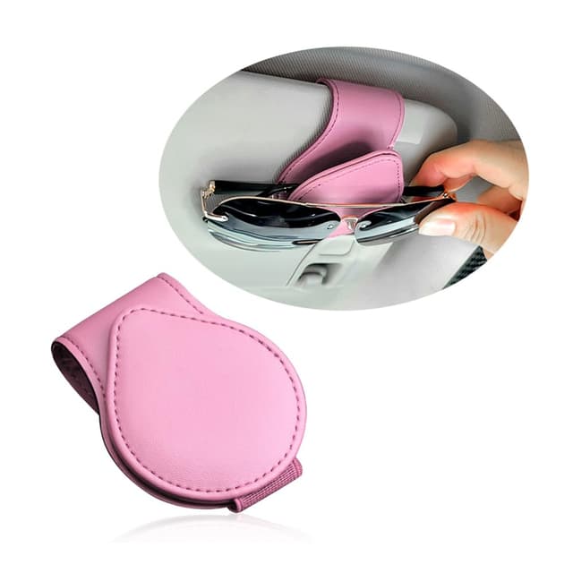 GTLM Magnetischer Brillenhalter für Auto,PU Leder Sonnenbrillenhalter Auto Aufbewahrung Brillen Tickets Karten & Hält Auto Ordentlich,Universal Auto Zubehör Innenraum Frauen (Rosa)