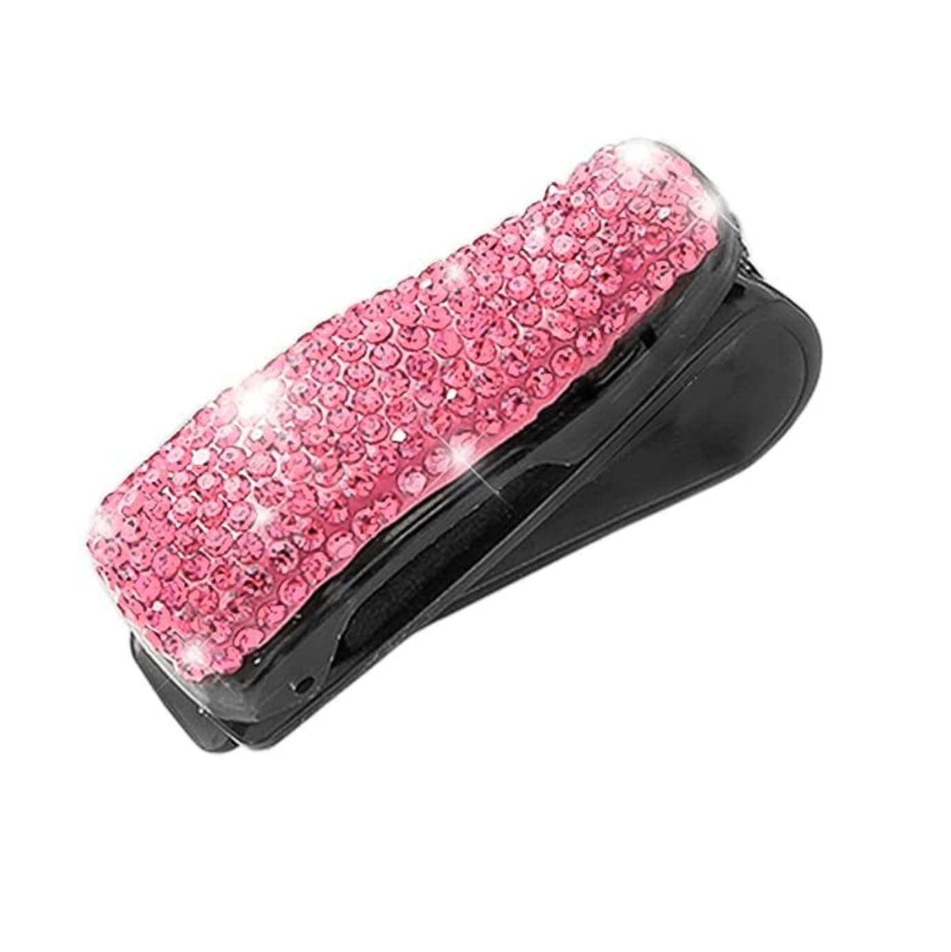 Whakano 2 Stück Glitzer Brillenhalter für Auto Sonnenblende aus Strass,Sonnenbrillen Halterung für Auto Visier Zubehör,Ticket-Kartenclip,das Auto im Innenbereich Zubehör,Rosa Rosa 2
