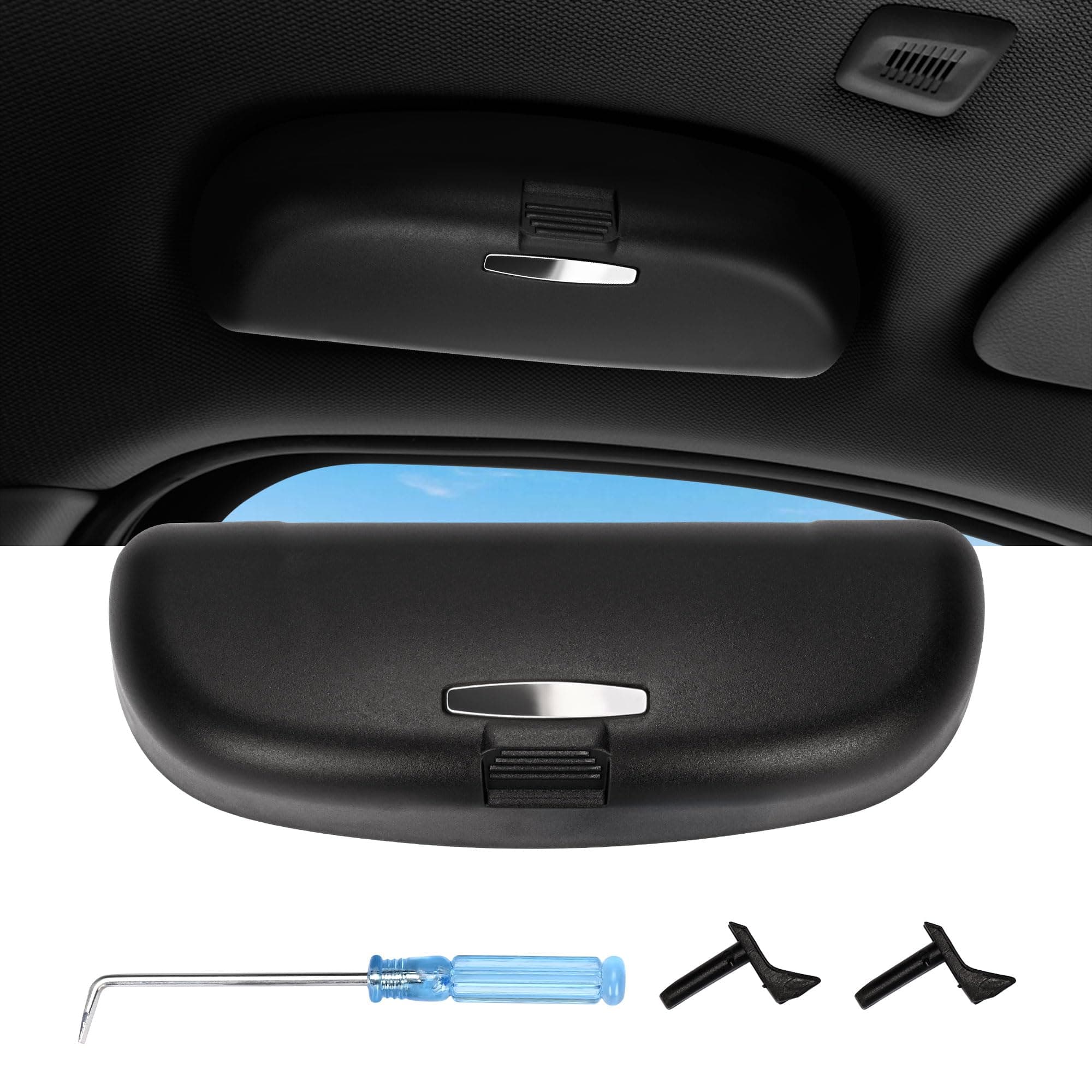 aleawol Auto Brillenetui Kompatibel mit Audi A3 8V A4 B8 B9 A5 A6 C7 C8 Q3 8U Q7 S3 S4 S5 Sonnenbrillenhalter Auto Brillenhalter Aufbewahrungsbox (Schwarz)