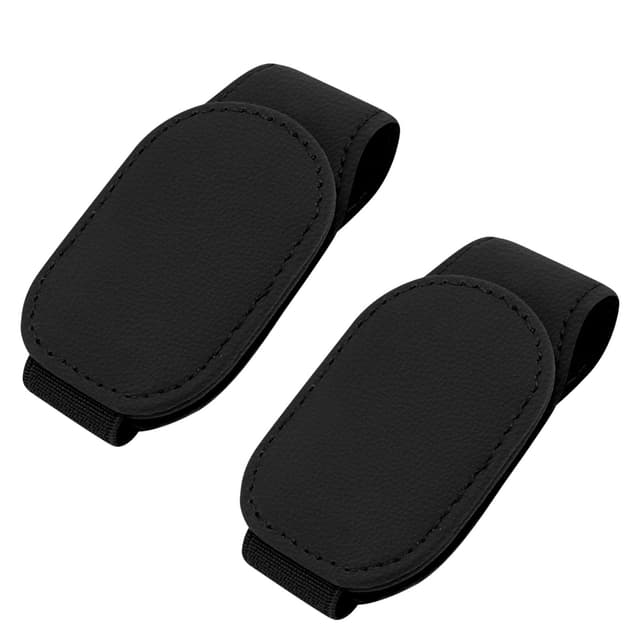 RZMZBY 2 Brillenhalter für Auto Sonnenblende, Leder Sonnenbrillen Halterung,Brillenetui Aufbewahrungsbox Organizer,für Auto Visier Zubehör, Ticket-Kartenclip, Schwarz
