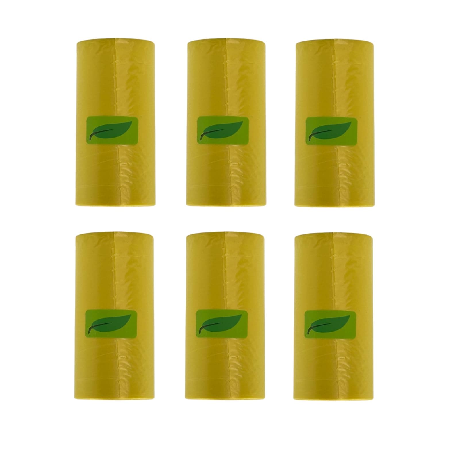 KORBINO Müllbeutel 120 Stück – 6 Rollen Mülltüten, Kleine Müllbeutel für Auto, Küche, Haushalt, Büro, Camping – Biologisch abbaubare Gelbe Säcke für Mülleimer Tütenrollen Gelb