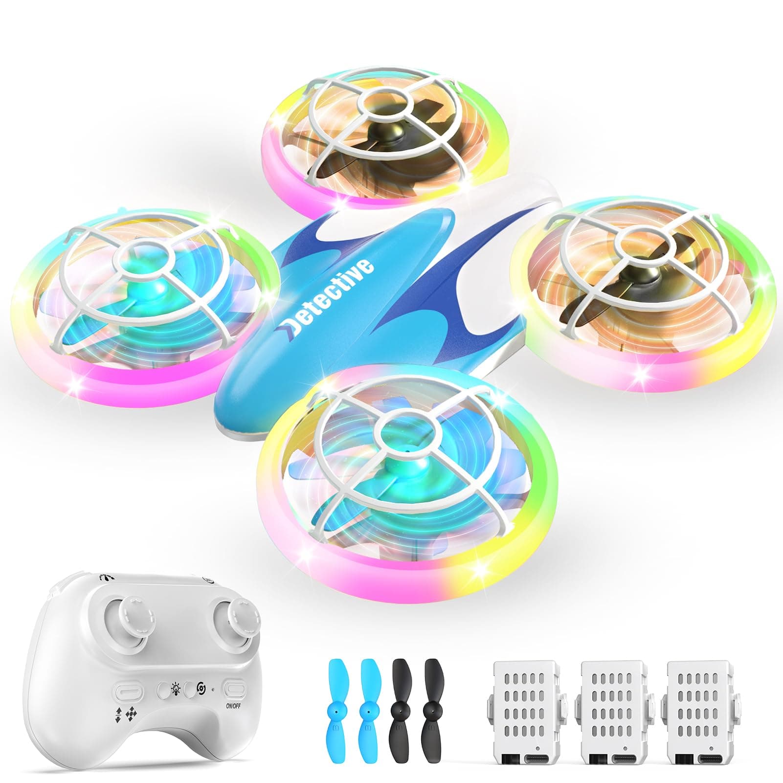 Mini Drohne für Kinder Spielzeug ab 6 7 8 9 10+ Jahre,RC Flugzeug Drone mit LED Lichter Indoor & Outdoor Weihnachten Geburtstags Geschenke für Jungen und Mädchen,3 Akkus,360°Flips (Blau)