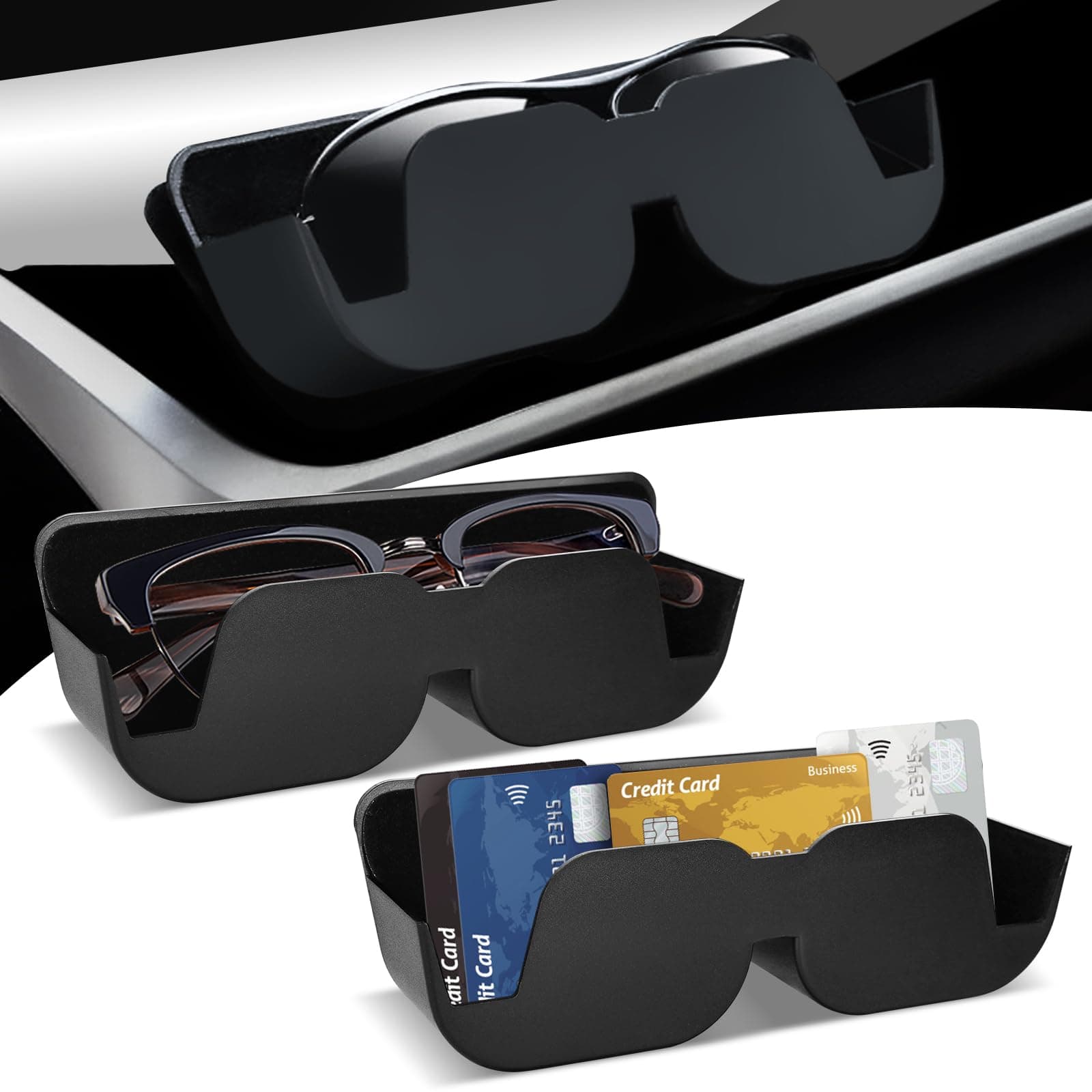 2 STK Brillenhalter für Auto, KFZ Sonnenbrillenhalter, Auto Brillenhalter, Aufbewahrung Halterung Selbstklebend mit Filzpolsterung für Brillen im Auto Brillenetui Ablagebox