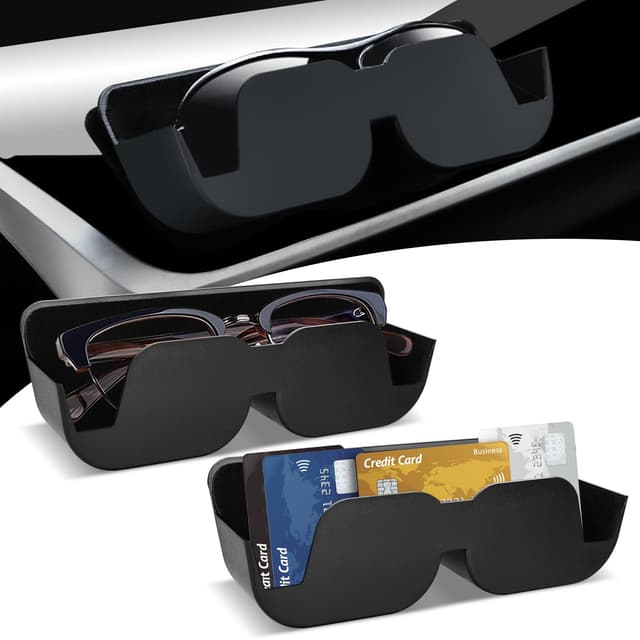 2 STK Brillenhalter für Auto, KFZ Sonnenbrillenhalter, Auto Brillenhalter, Aufbewahrung Halterung Selbstklebend mit Filzpolsterung für Brillen im Auto Brillenetui Ablagebox