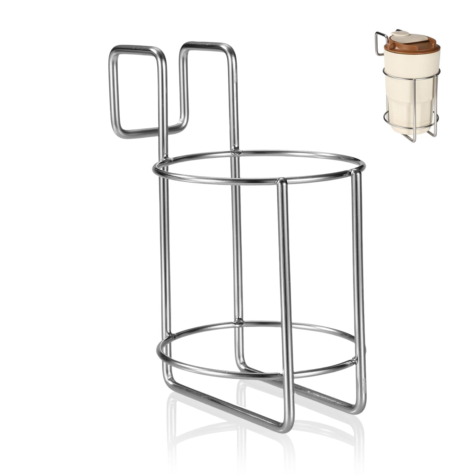 Getränkehalter fürs Bett, 9,2x9,2x15,2cm Hochwertiger Getränkehalter Metall Bett Praktisches Wasserflaschenzubehör Geeignet für Etagenbetten Autoschlafsaal (Silber)