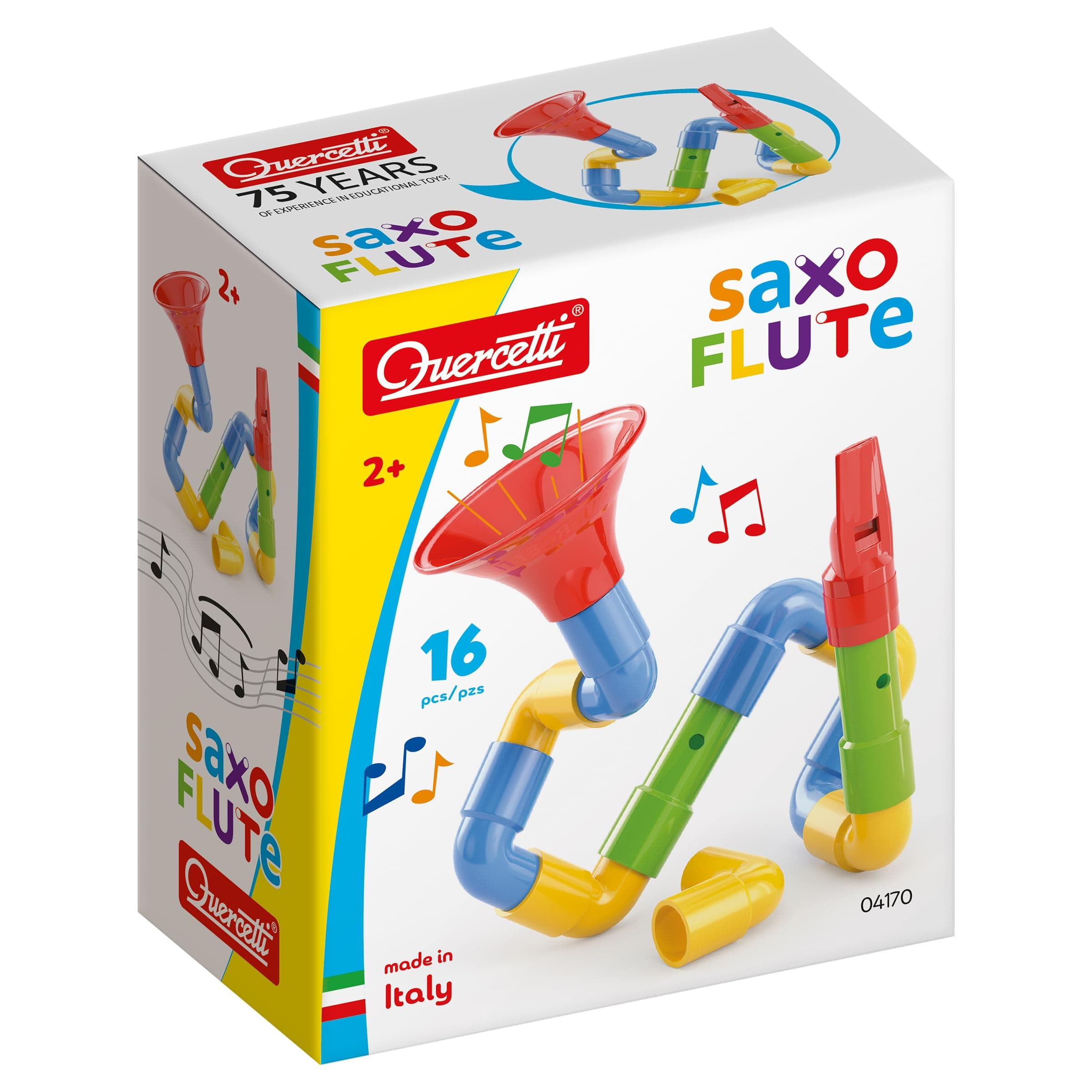 Quercetti Saxoflute Musikinstrumente Spielzeug ab 2 Jahre Baby Spielzeug Montessori Konstruktionsspielzeug Geschenk Mädchen Junge Kinderspielzeug Lernspiele