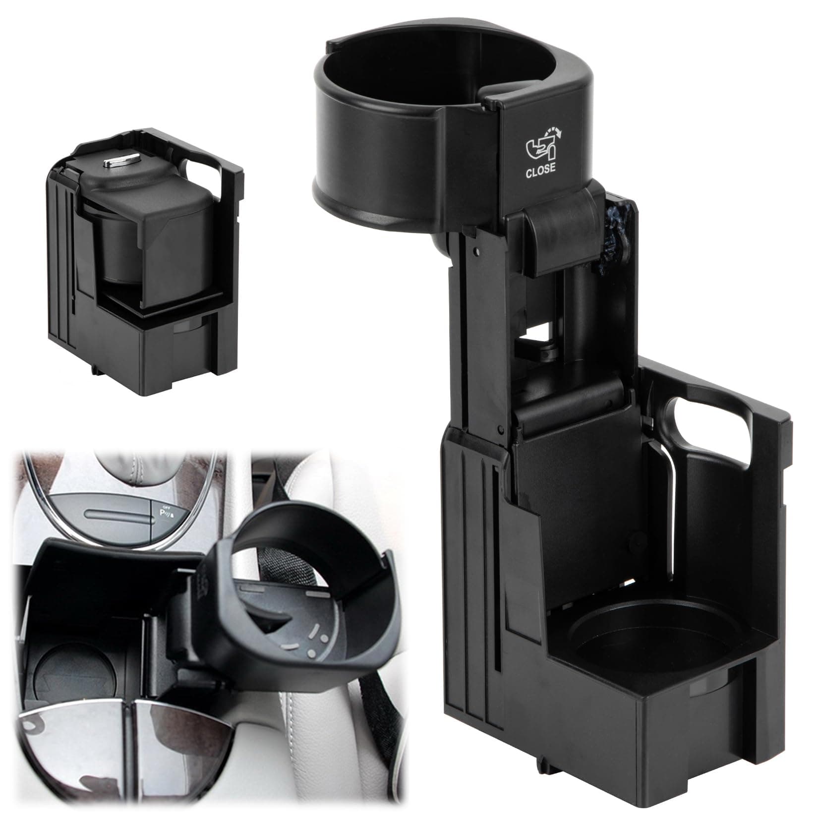 PSLER Getränkehalter für E-Klasse W211 S211 2004-2009 CLS C219 2006-2011 Mittelkonsole Ersatz A2116800014 B66920118-Auto-Mittelkonsolenhalter Schwarz Kunststoff W211 Getränkehalter