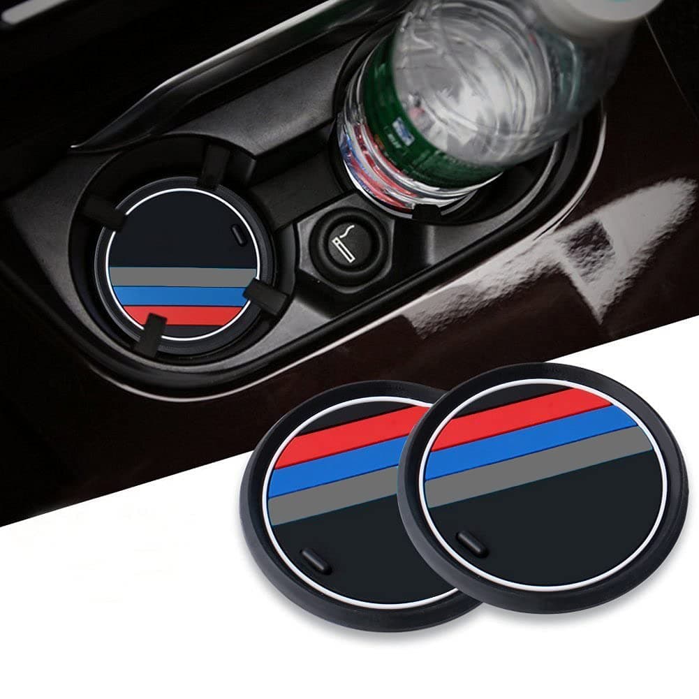 Set of 2 Line Car Interior Accessories Anti-Slip Coasters for 1 3 5 7 Series F30 F35 320li 316i X1 X3 X4 X5 X6 (Diameter 2.9 inches (74 mm)