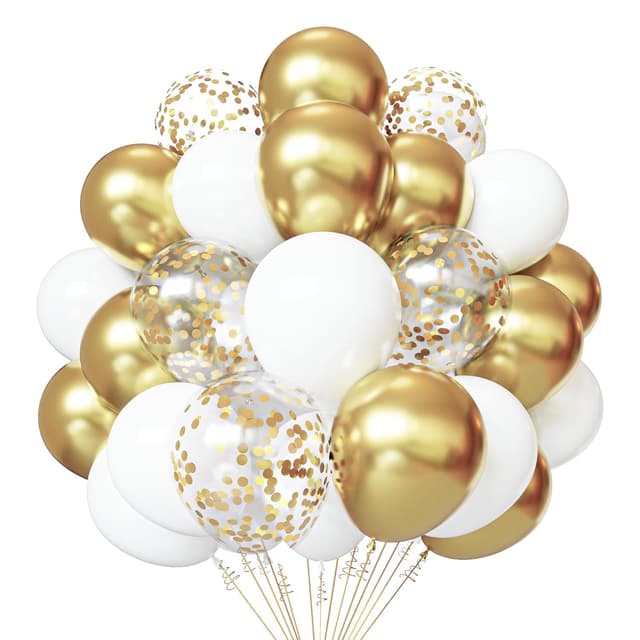 Helium Luftballons Gold Weiß SKYIOL 50 Stück 12 zoll Goldene Konfetti Ballons Metallic Luftballons Weisse Latex Ballons Set für Geburtstag Hochzeit Muttertag Ramadan Baby Shower Party Dekoration