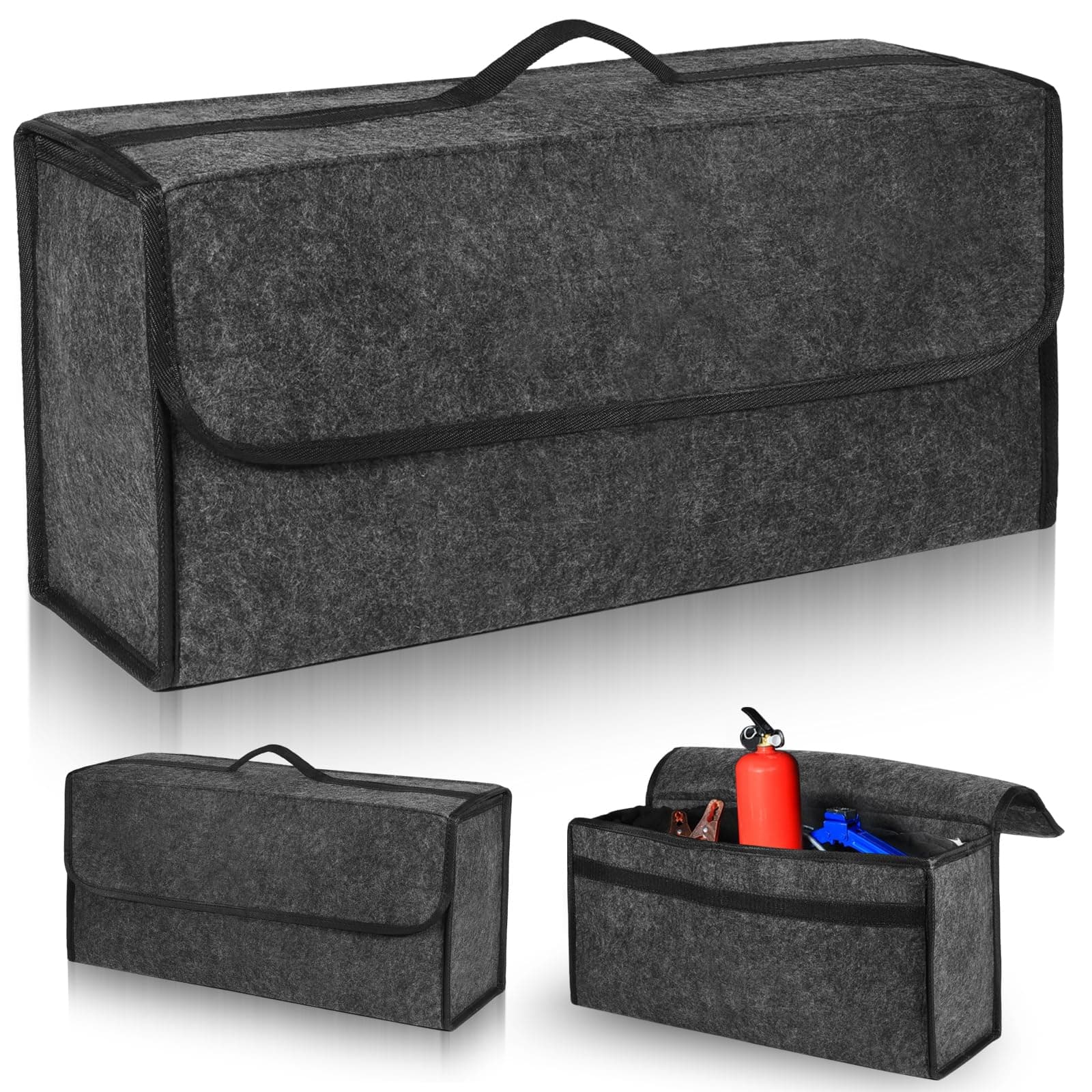 DYMHQ Rutschfest Filz Auto Organizer Kofferraum - 50 x 15 x 24cm Grau Kofferraum Organizer Kofferraumtasche für Auto/Autotasche Kofferraumtasche Faltbar Toolbag für Reisen
