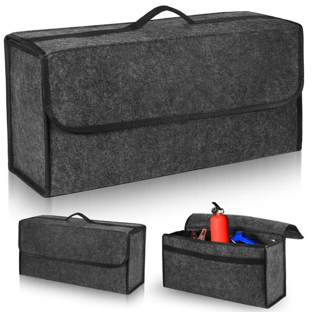 DYMHQ Rutschfest Filz Auto Organizer Kofferraum - 50 x 15 x 24cm Grau Kofferraum Organizer Kofferraumtasche für Auto/Autotasche Kofferraumtasche Faltbar Toolbag für Reisen