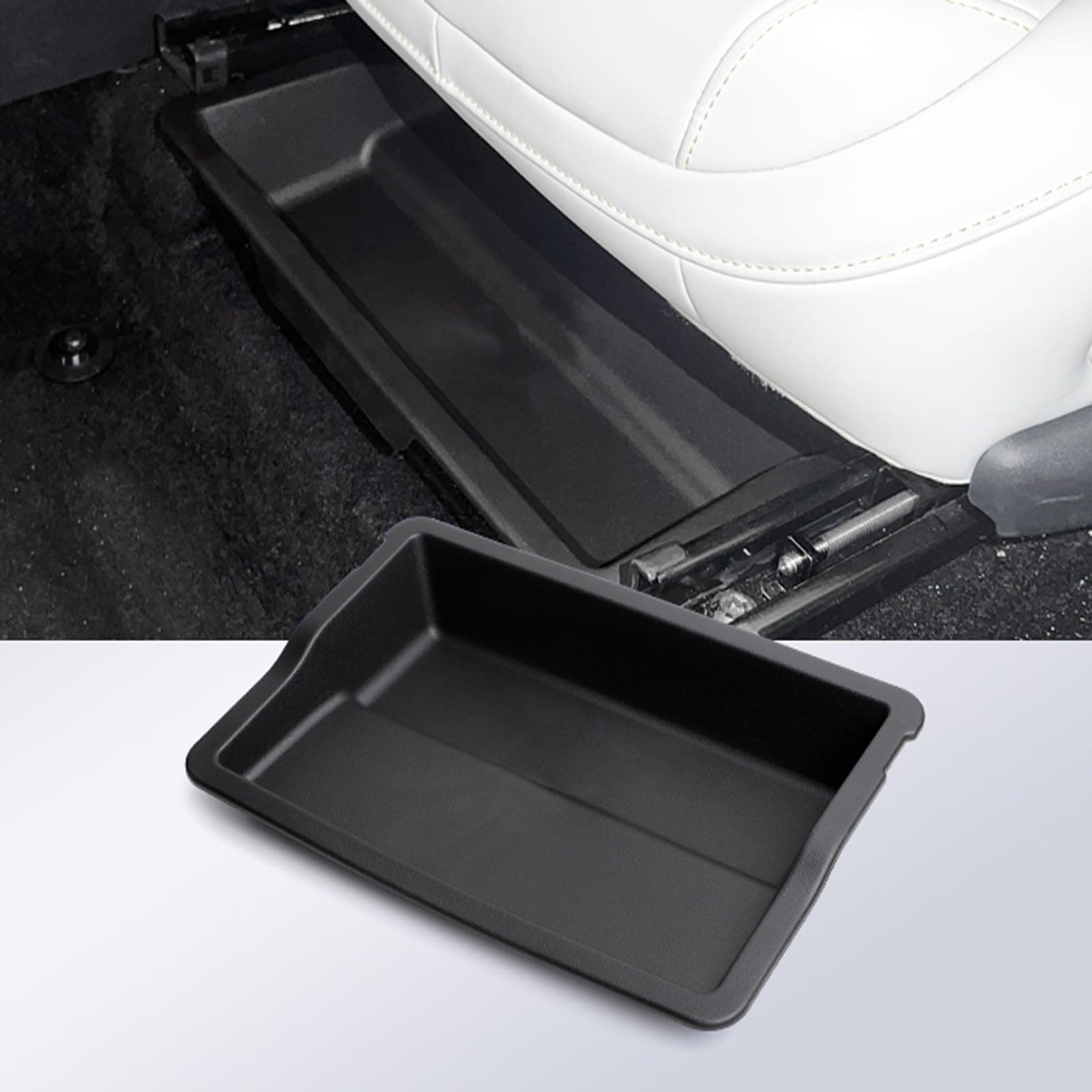 JULIK Unter Sitz Aufbewahrungsbox 2er Set für Xpeng G6 (2023-2025) - Versteckter Organizer unter Vordersitzen, TPE Wetterfest, schwarz Staufach unter den Vordersitzen