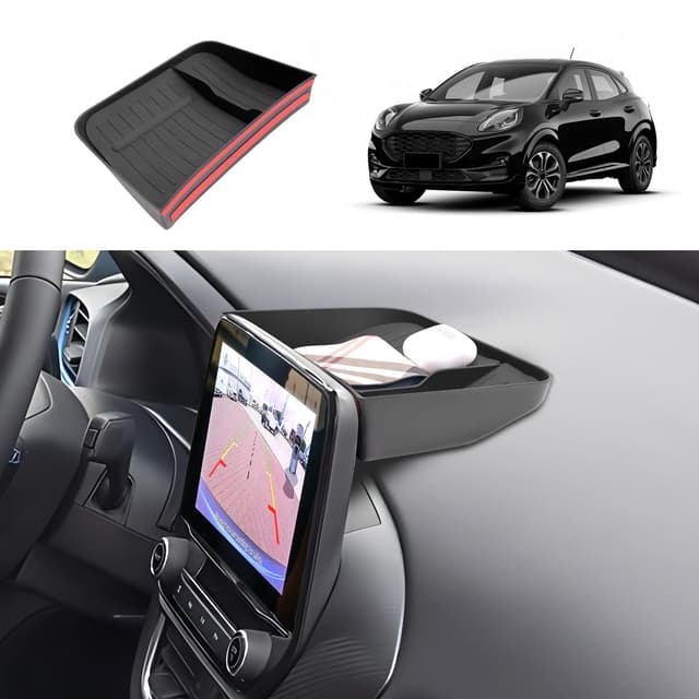 Coleya Mittelkonsole Aufbewahrungsbox Kompatibel mit Ford Puma 2020-2024, Ford Puma Zubehör Instrumententafel Handschuhfach, Puma Mittelkonsole Organizer Mit Rutschfestermatte (Schwarz) Für Ford Puma Für Instrumententafel, Mit Matten (Schwarz)