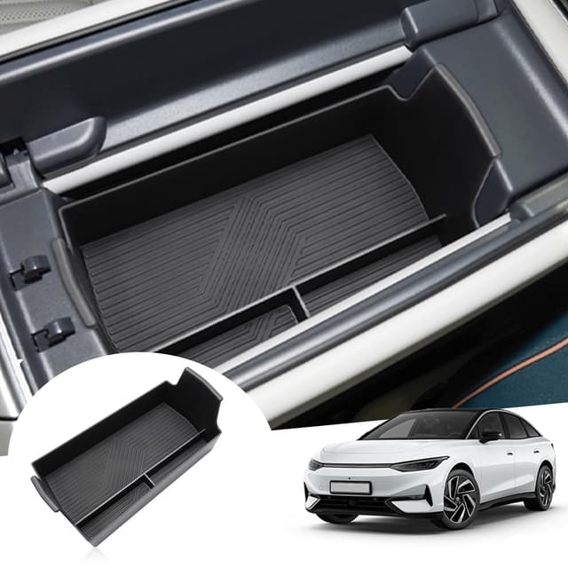 GAFAT Kompatibel mit Neu VW ID.7 2024 2025 Mittelkonsole Aufbewahrungsbox, ID7 2024 GTX Tourer Armlehne Organizer Tray Ablagen Handschuhfach, ID.7 Zubehör