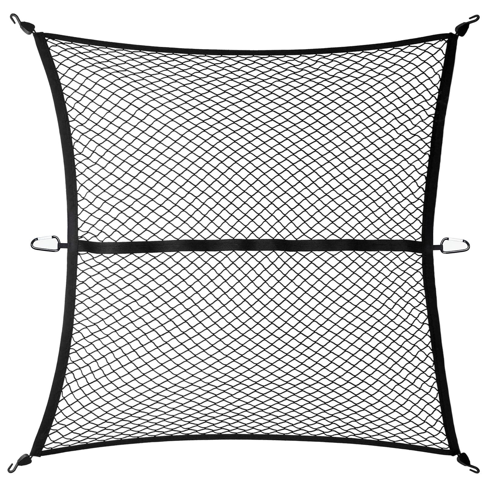 Gedlex Kofferraumnetz Auto, Hochelastisches Gepäcknetzc Groß, Spannnetz mit Haken, Kofferraum Netz 1,2 x 1,2 m Dehnbar bis 2,1 m x 2,1 m, Frachtnetz fur Pickup, LKW, SUV, Anhänger, Boot, Wohnmobil