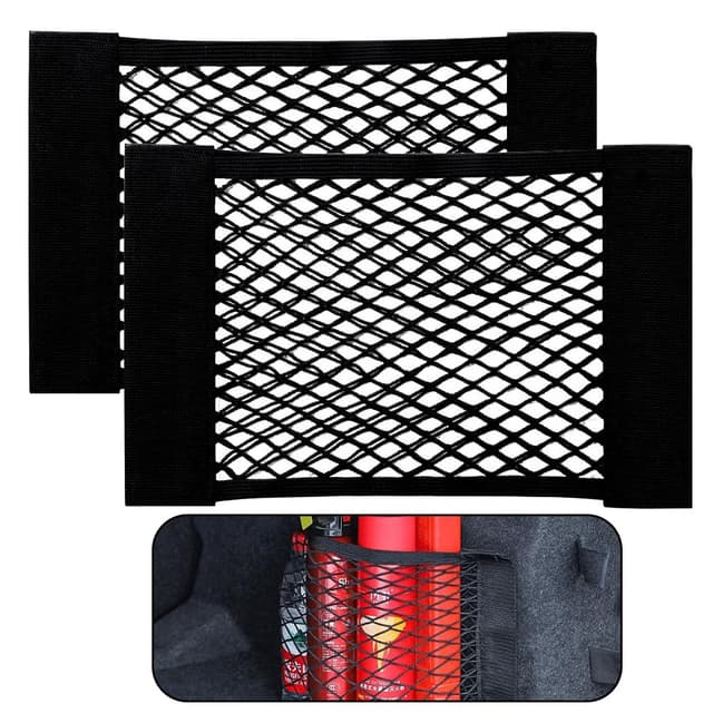 Elastizität Netz, 2 Stück Kofferraum Netztasche Auto, Universal Kofferraumnetz Schutznetz Gepäcknetz Erstreckt Mit Klettverschluss für universal Auto/SUV 40 x 25 cm Schwarz