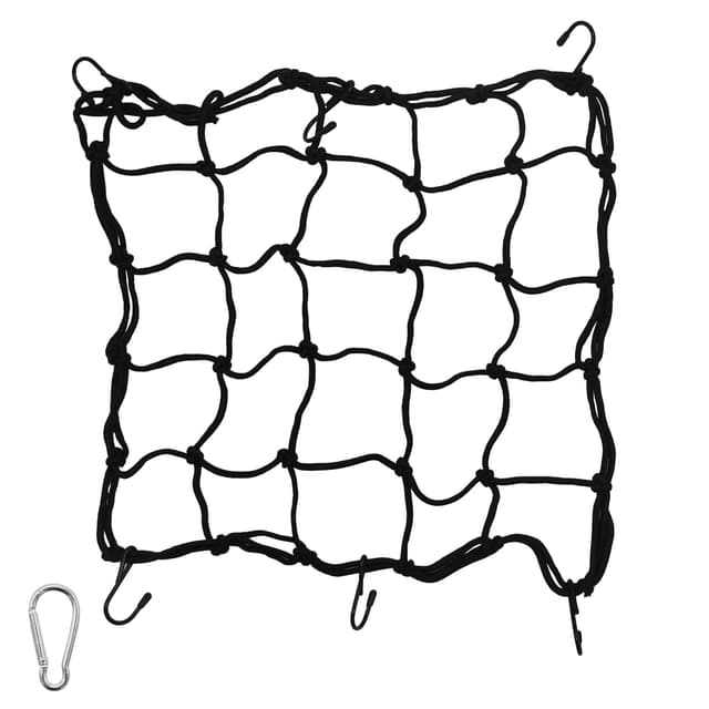 Gepäcknetz Fahrrad 40x40 cm, Gepäcknetz Fahrradkorb Hinten, Schwarz Gepäcknetz Motorrad mit Haken Netz für Fahrradkorb Helmnetz Motorrad Gumminetz klein Moped Zubehör