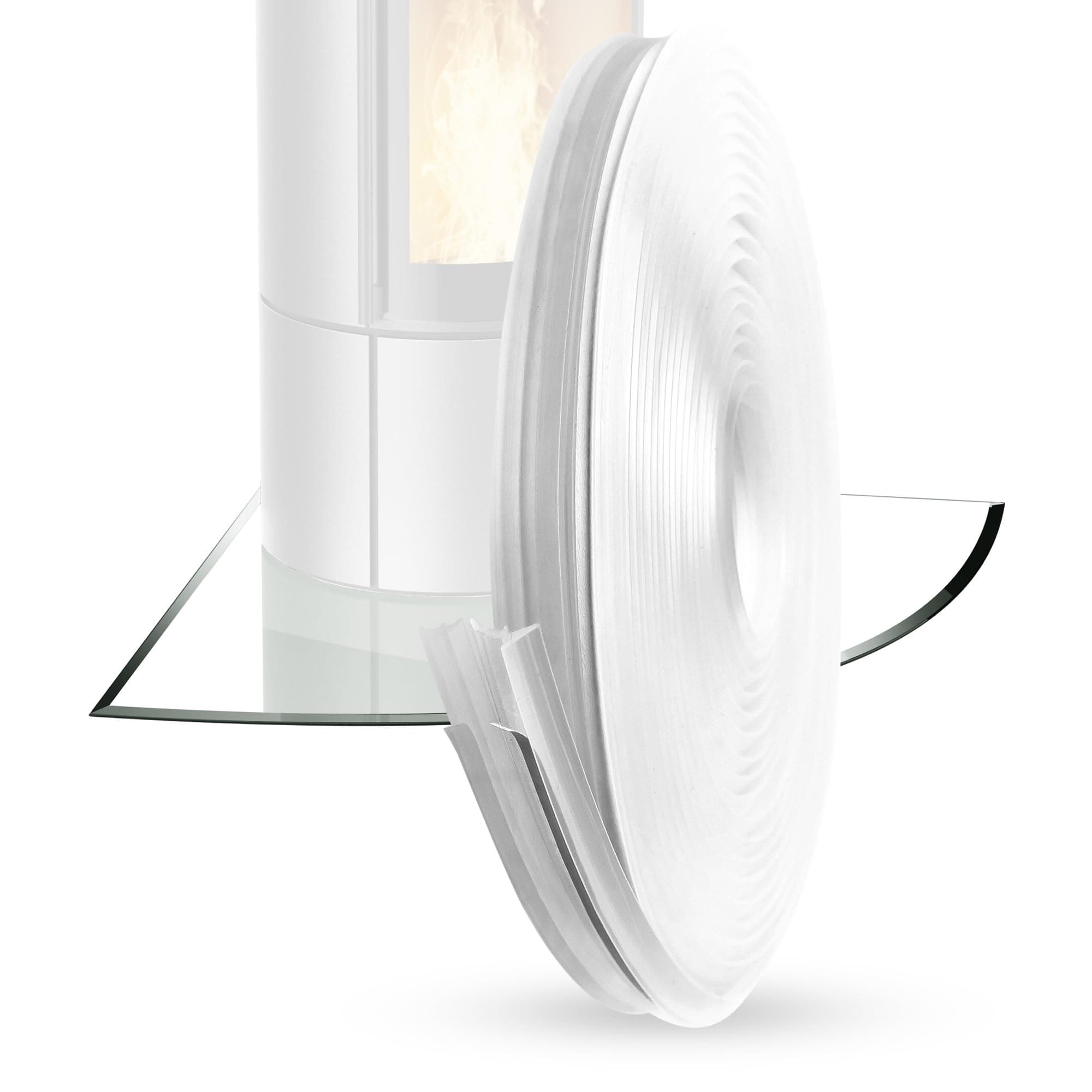 BIJON Ultra Silikon-Dichtlippe Schmutzlippe für Kaminplatte, Glasbodenplatte, Ofenplatte, Bodenplatte, Kaminofenplatte - Kaminofen Dichtung Selbstklebend - Länge 4,5m 4,5m Ultra