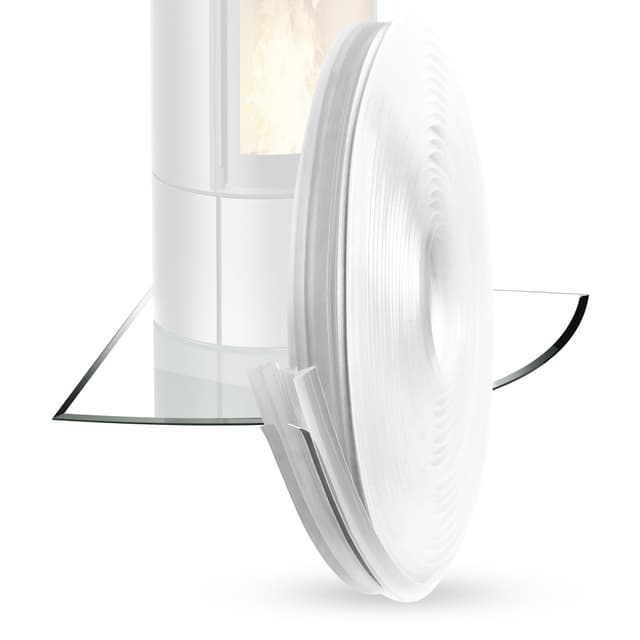 BIJON Ultra Silikon-Dichtlippe Schmutzlippe für Kaminplatte, Glasbodenplatte, Ofenplatte, Bodenplatte, Kaminofenplatte - Kaminofen Dichtung Selbstklebend - Länge 4,5m 4,5m Ultra