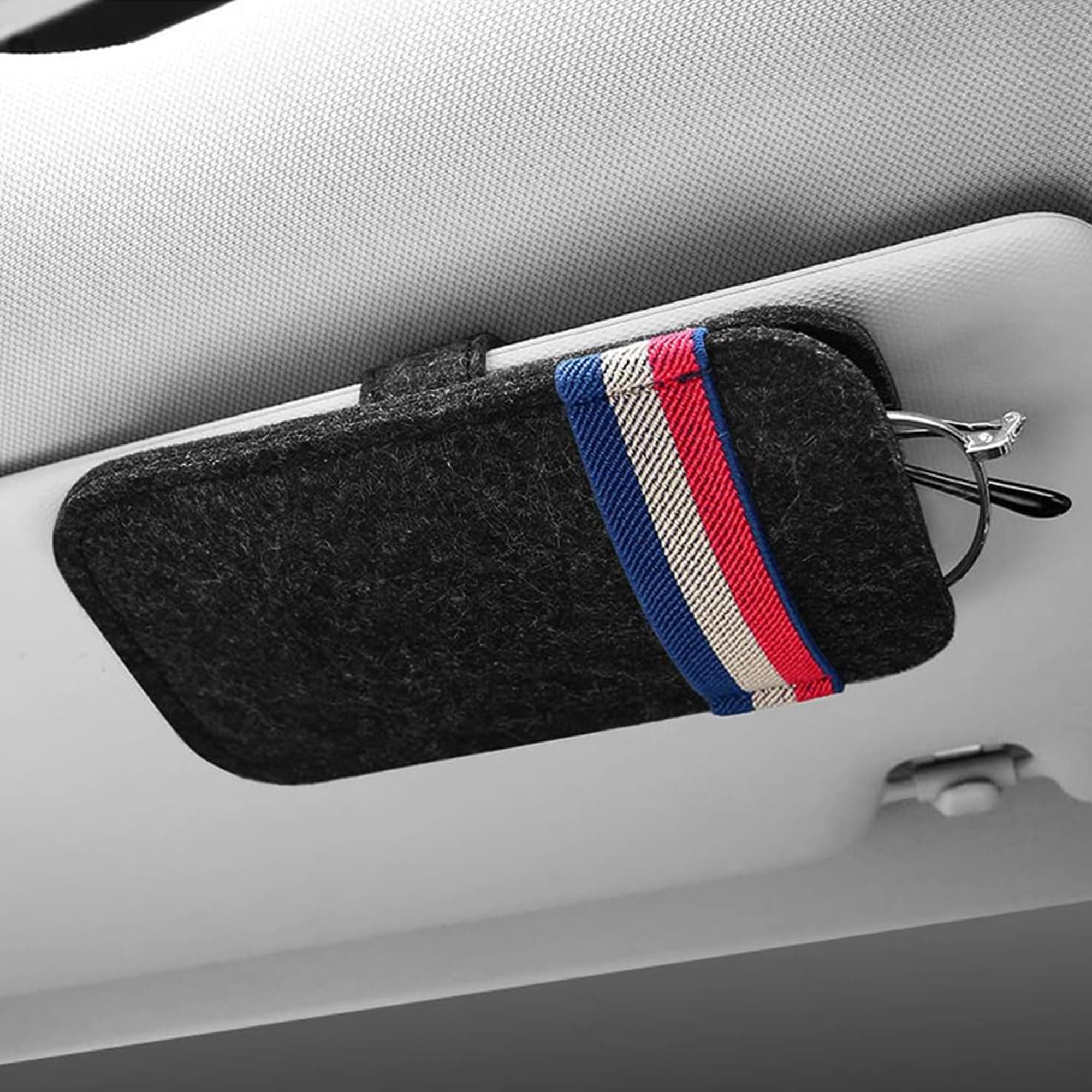 Flaconi Brillenhalter für Auto,Auto Zubehör,Sonnenblende Organizer,Auto Innenraum Deko,Sonnenbrillenhalter Auto,Sonnenblende Brillenetui,Universal Autozubehör,für Autos,Lieferwagen,SUVs (Schwarz)