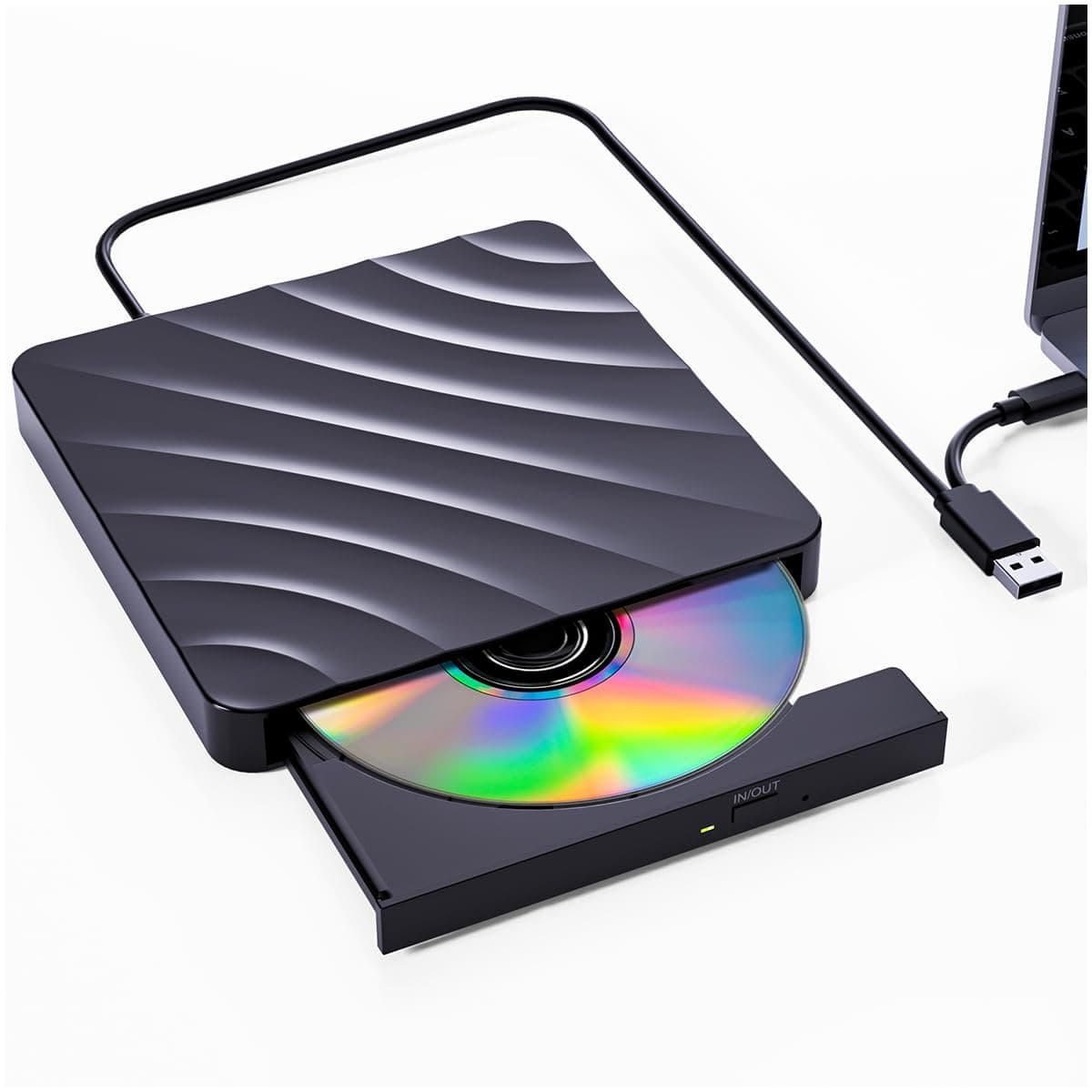 QDSYLQ Externes DVD CD Laufwerk USB: DVD Brenner Extern CD Laufwerk für Laptop PC, Externe Optische Laufwerke +/-RW ROM, Externer CD/DVD Brenner und Player für Windows 11/10/8/7/XP/Vista Linux MacOS Schwarz