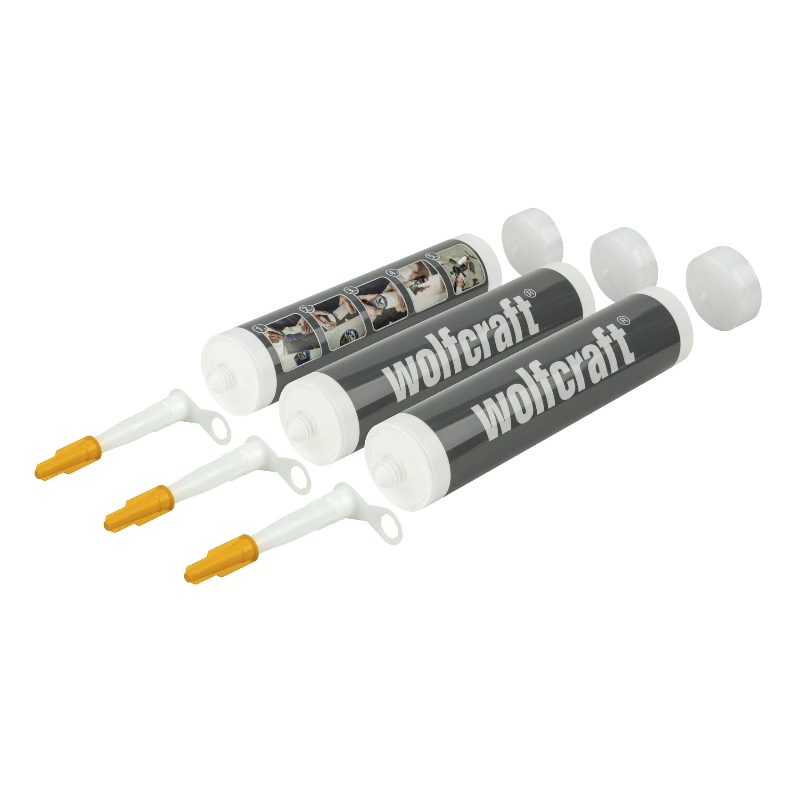 wolfcraft Leerkartuschen 310 ml, 3 Stück I 4044000 I Für selbstangerührte Fugenmassen - wiederverschließbar - Praktisch mit Verschlusskappe Angebot bei HelloDeals