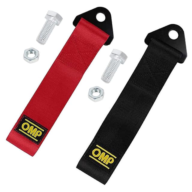 Exbrith 2 Stück Abschleppseil für Rennwagen, Nylon Abschleppseile, Nylon Trailer Tow Ropes, Zugseil Rennwagen, für Racing Abschlepphaken für Front- und Heckstoßstange (Rot, Schwarz)