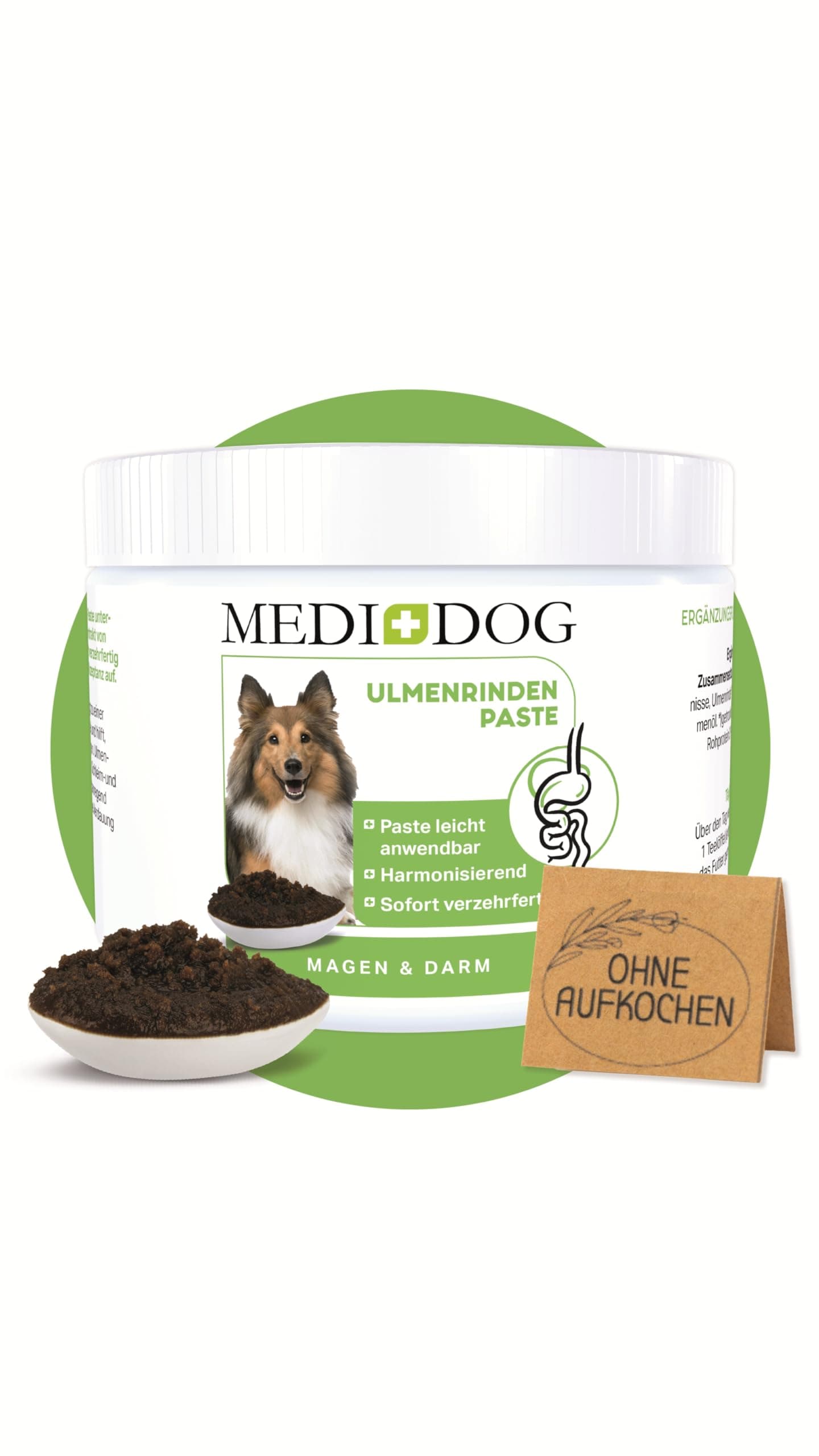 MEDIDOG 500g Premium Ulmenrinden-Paste für Hunde sofort verzehrfertig ohne Zusatzstoffe mit Slippery Elm Bark | unterstützt eine gesunde Verdauung & Normale Kotkonsistenz