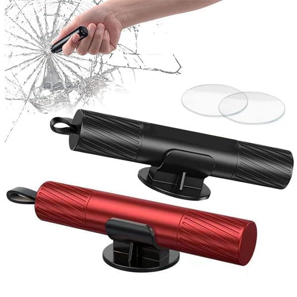 2 Stück Notfallhammer Auto mit Gurtschneider, 2-in-1 Sicherheitshammer, Nothammer Auto mit Gurtschneider und Glasbrecher für Autofenster und Sicherheitsgurte für Unterwassernotfälle Autozubehör