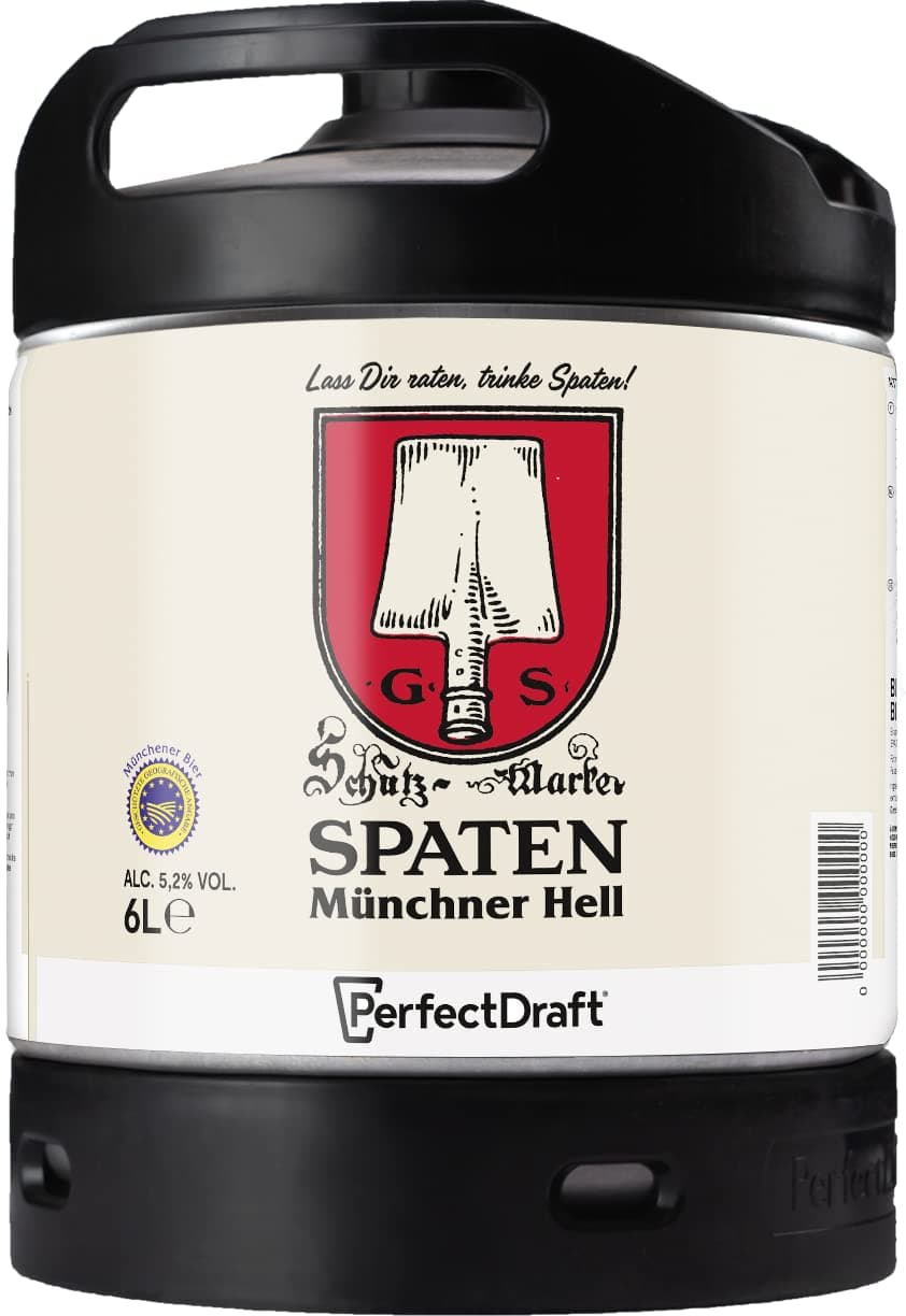 PerfectDraft Spaten Münchner Hell, Helles aus München, Bier (1 x 6l), Mehrweg Fassbier
