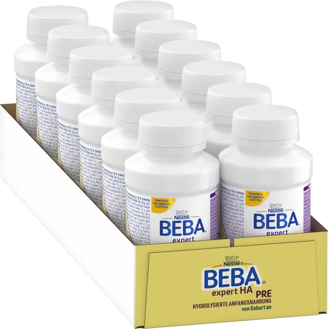Nestlé BEBA expert HA PRE Hydrolysierte Anfangsnahrung, Säuglingsnahrung von Geburt an, 12er Pack (12 x 200ml)