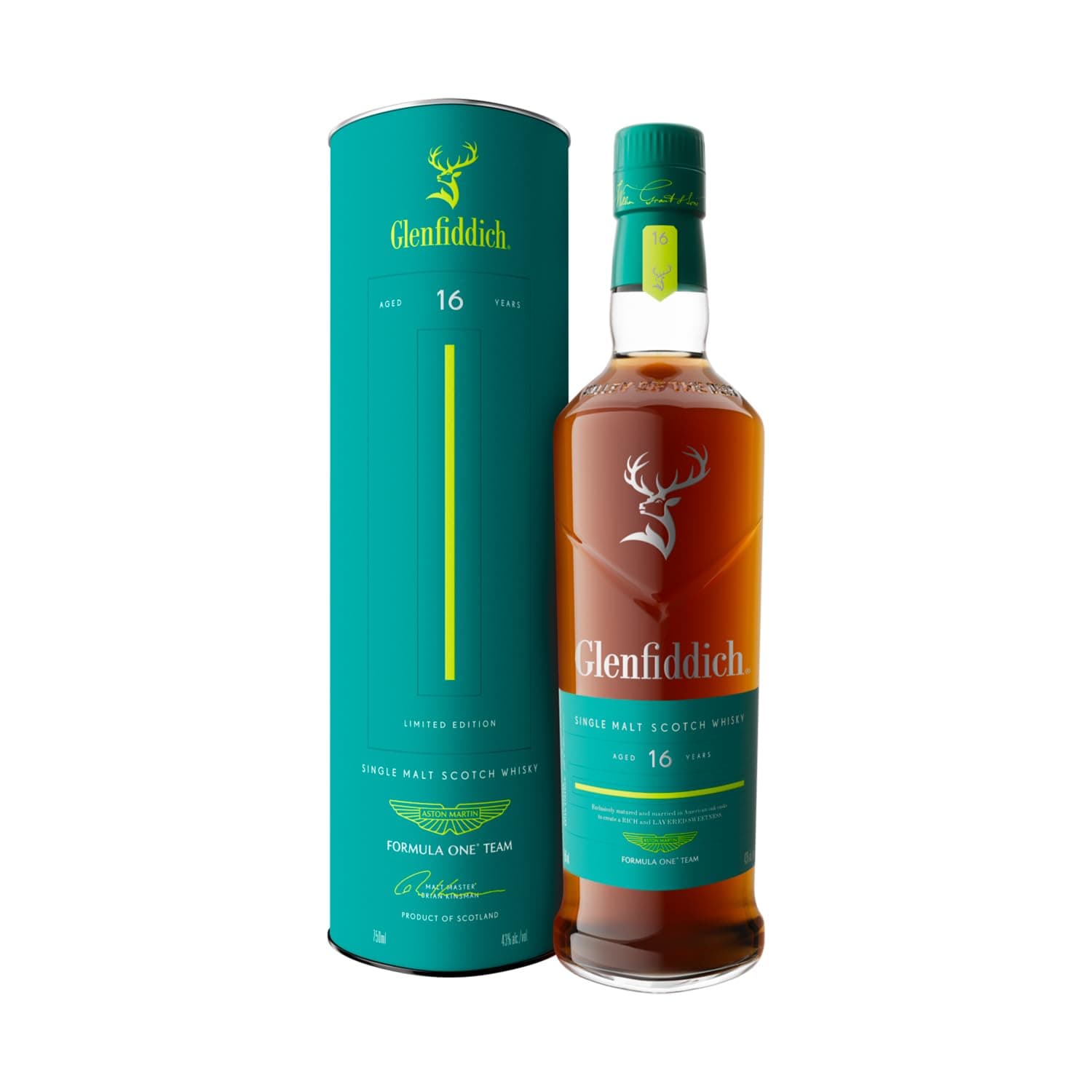 GLENFIDDICH Single Malt Scotch Whisky 16 Jahre, 70 cl – Limited Edition | Vollmundig & komplex | Gereift in amerikanischen Eichenfässern | Aston Martin F1® Partnerschaft | 43% vol