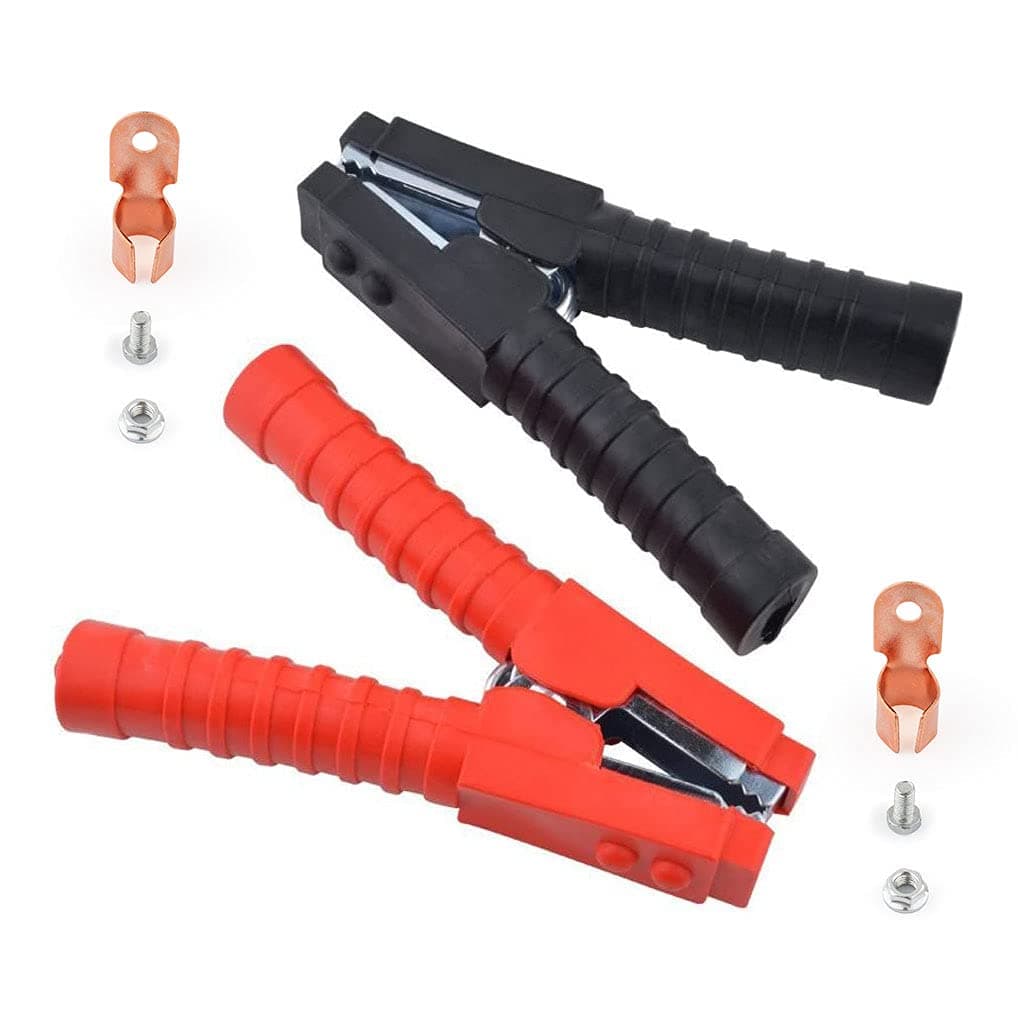 Gunpla 1 Paar Krokodilklemmen 600A isolierte Batterieklemmen Krokodil Klemmen Autobatterie Batterieladezange Batterie Zange Klemmen für Starthilfekabel Rot und Schwarz