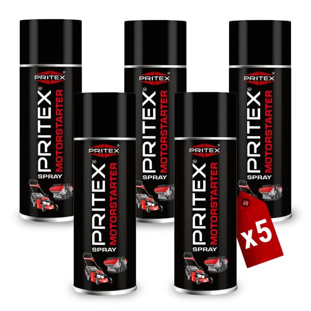 PRITEX – Motorstarter Spray 5X 400 ml – Starthilfespray für Benzin- & Dieselmotoren – schont Anlasser, Motor & Batterie – niedrige Zündtemperatur & hohe Zündenergie – für Auto, LKW & Landmaschinen 5 Stk.