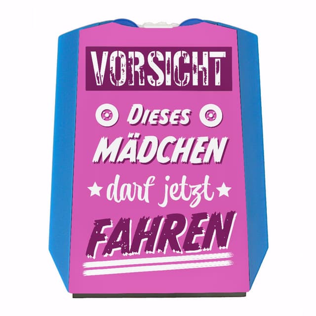 speecheese Vorsicht - Dieses Mädchen darf jetzt Fahren Parkscheibe mit 2 Einkaufswagenchips als lustige Geschenkidee für die Freundin zum Führerschein oder für die Tochter wenn sie mit Papas