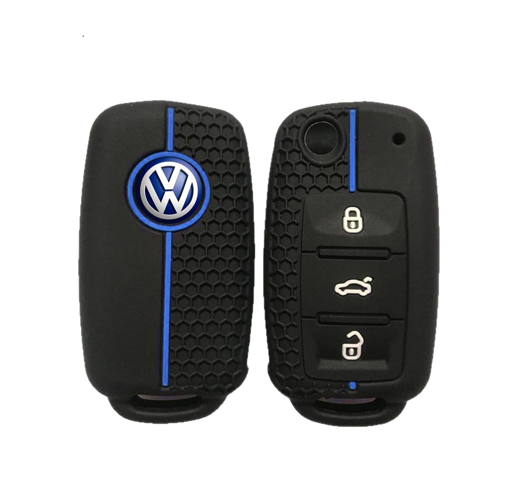 Batheidon autoschlüssel hülle für vw, für Skoda schlüsselhülle, für seat Ibiza schlüsselhülle, autoschlüssel hülle für vw Polo 9n und 6r, Dekohülle für Autoschlüssel (Schwarze Blaue)