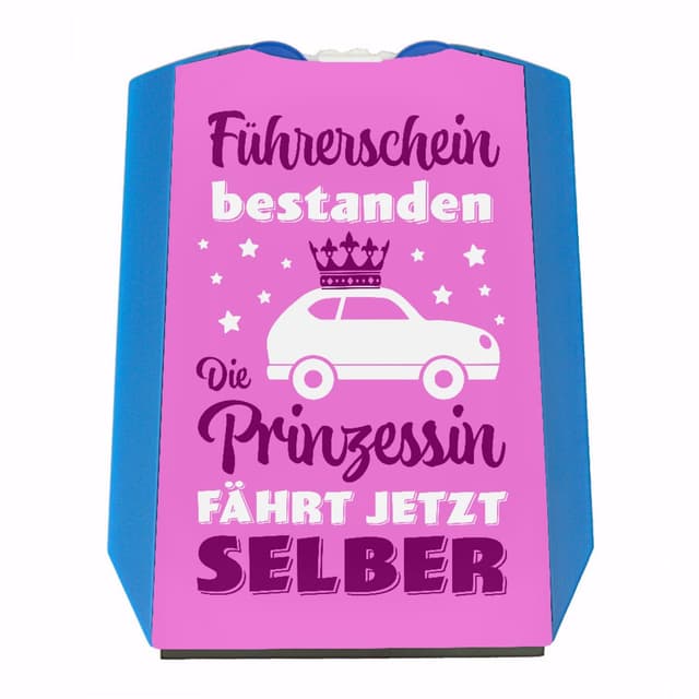 speecheese Prinzessin Parkscheibe mit Spruch Führerschein bestanden Auto-Zubehör für volljährige Fahrer Vermeide Strafzettel beim Parken Frauen Pink Mädchen
